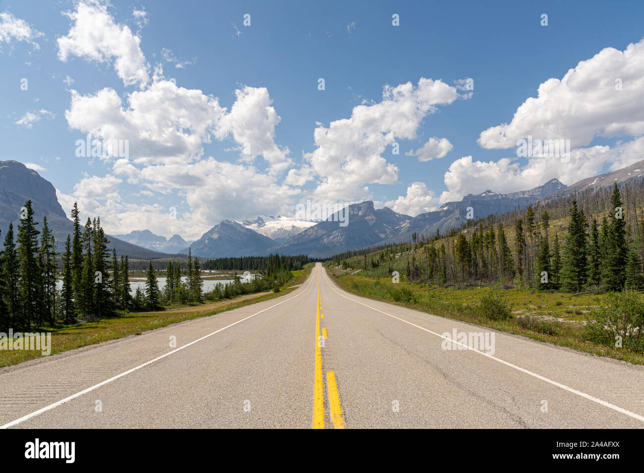 David Thompson Highway through the Rocky Mountains, Canada Stock Photo