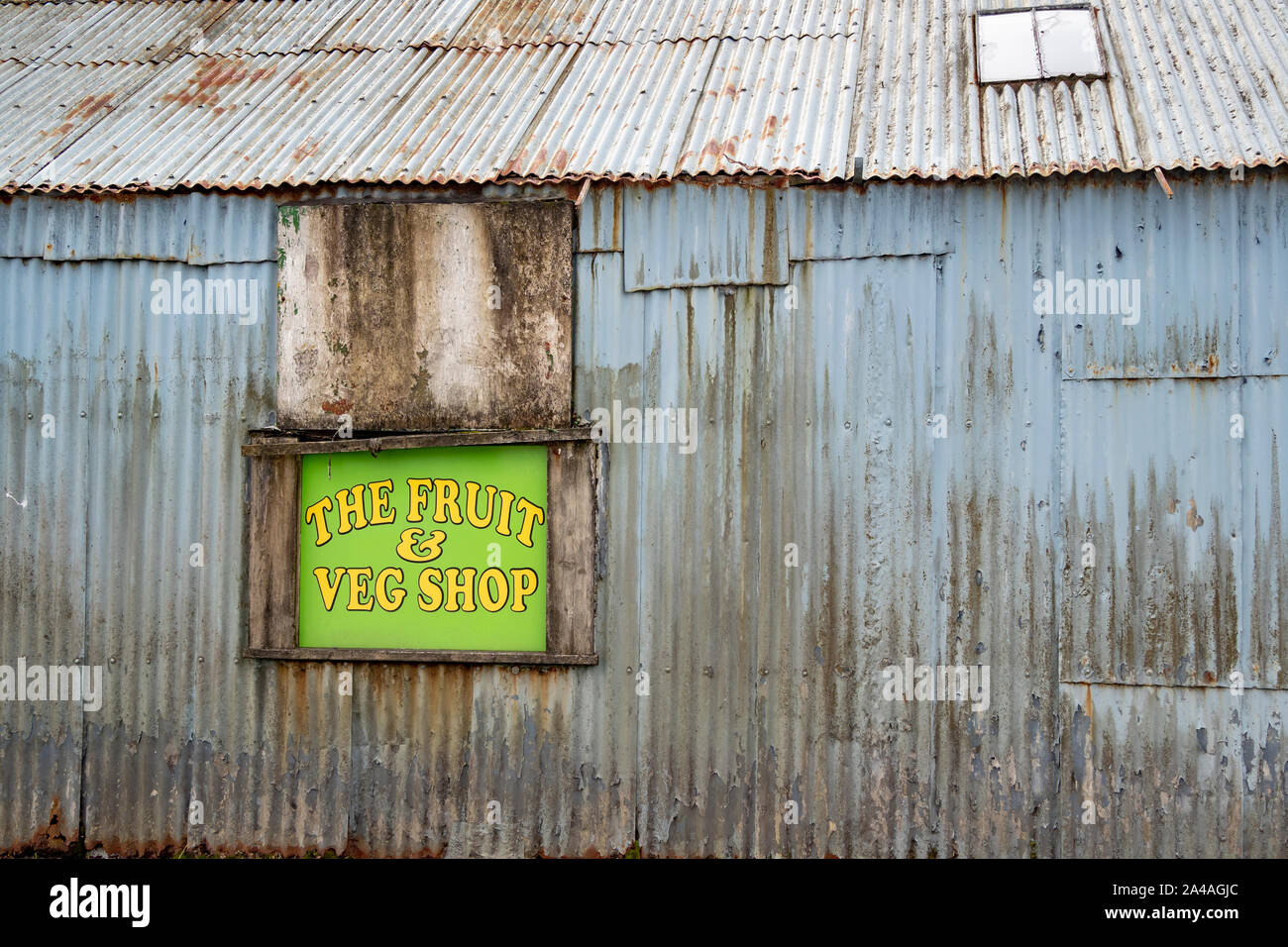 Friut and Veg shop in Corrugated Hut, Dunvegan, Skye, Scotland, UK Stock Photo