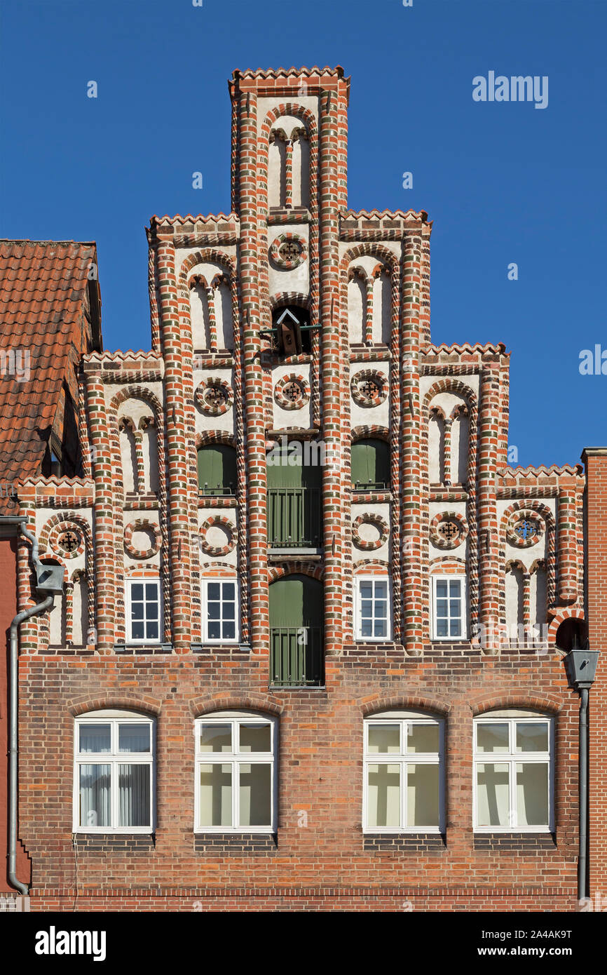 historic gable in the old town, Lueneburg, Lower Saxony, Germany Stock Photo