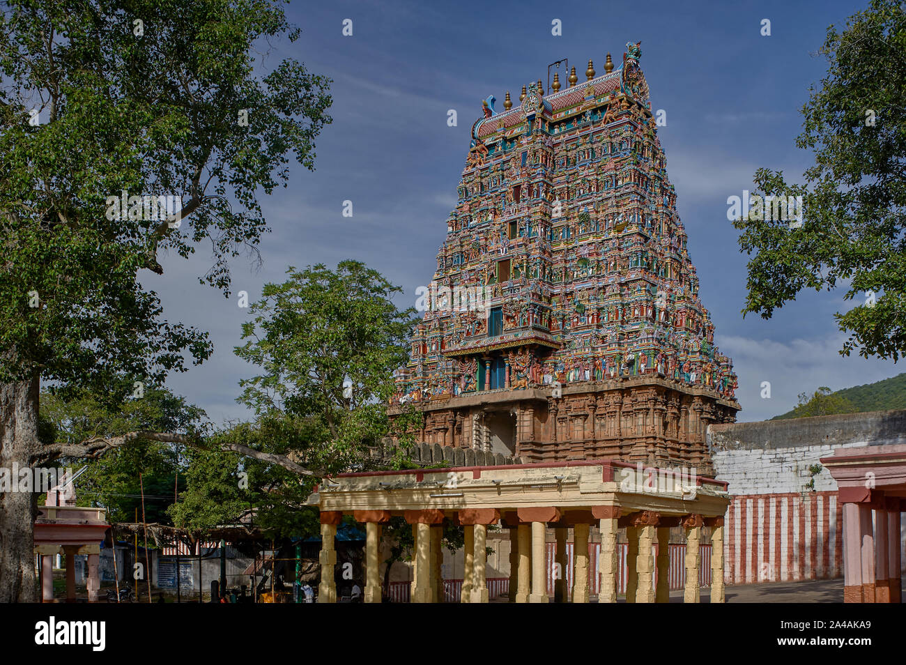 25 Aug 2009 Gopuram of Koodal azhagar koil lord vishnu temple , Madurai , Tamil Nadu , India Stock Photo