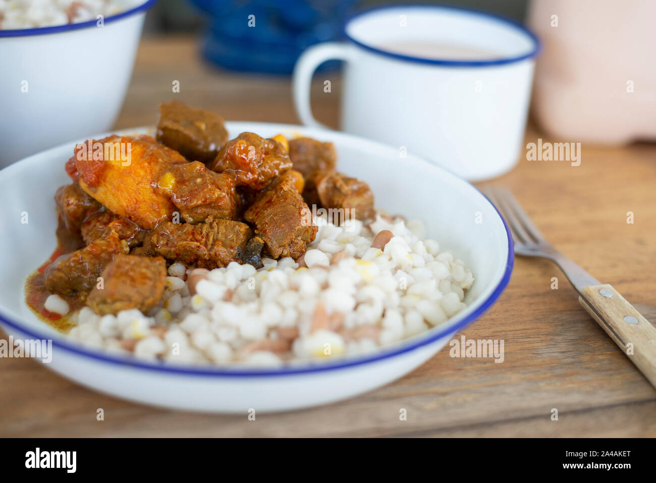 Traditional South African Samp and Beans with Beef Stew Stock Photo Alamy