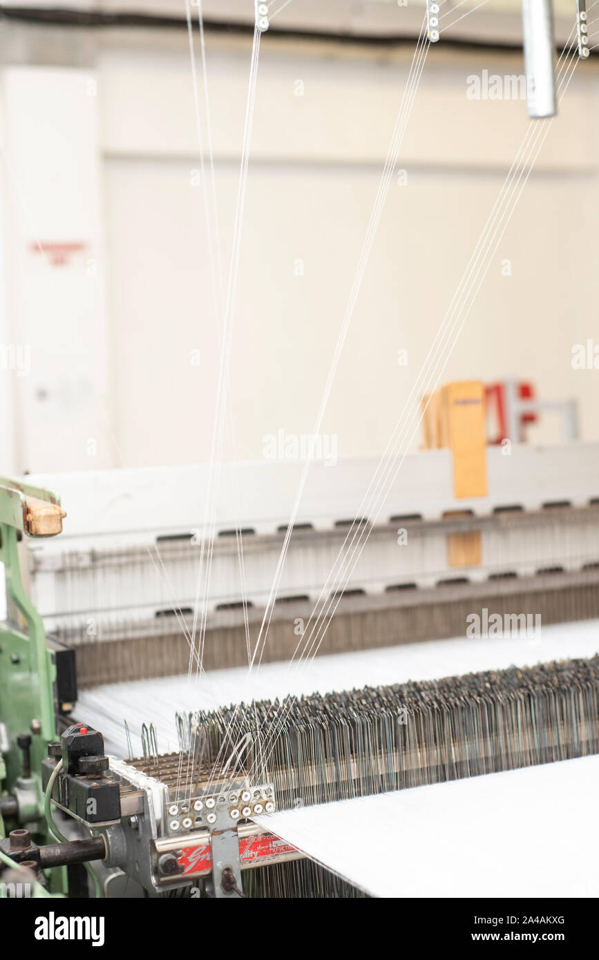Fabric weaving and coating machinery Stock Photo