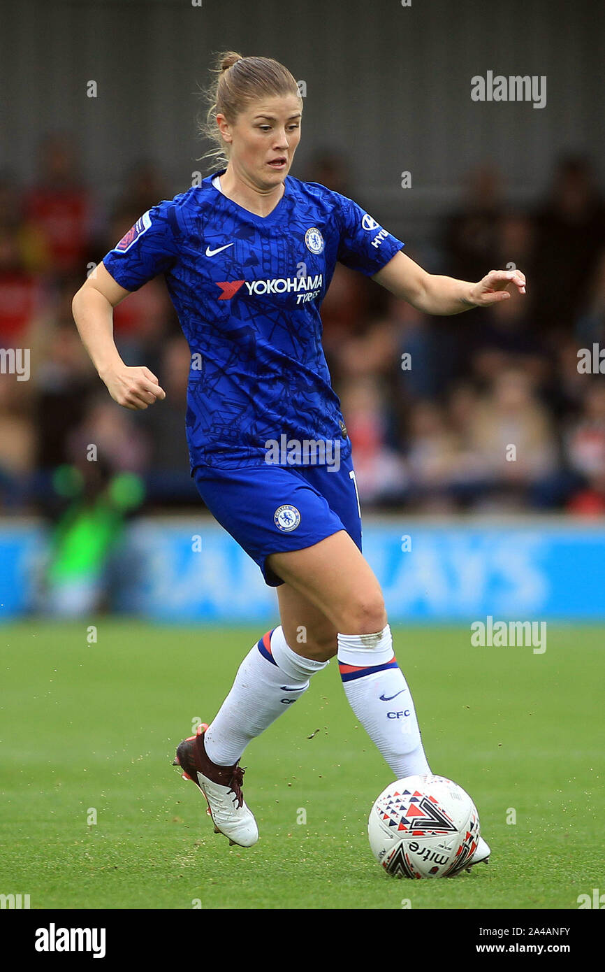 London, UK. 13th Oct, 2019. Maren Mjelde of Chelsea Women in action. FA Women's super league match, Chelsea women v Arsenal women at Kingsmeadow in Kingston upon Thames, London on Sunday 13th October 2019. this image may only be used for Editorial purposes. Editorial use only, license required for commercial use. No use in betting, games or a single club/league/player publications. pic by Steffan Bowen/ Credit: Andrew Orchard sports photography/Alamy Live News Stock Photo