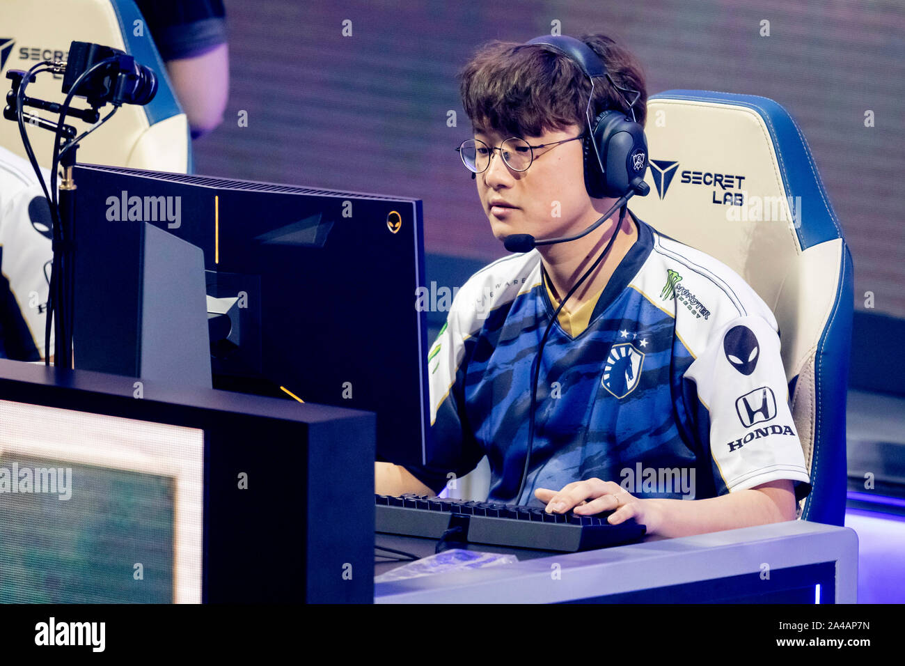 Berlin, Germany. 13th Oct, 2019. Jo 'CoreJJ' Yong-in (···), South Korean e-athlete at Team Liquid, will compete in the group stage of the League of Legends e-Sports World Championship at the Verti Music Hall. Credit: Christoph Soeder/dpa/Alamy Live News Stock Photo