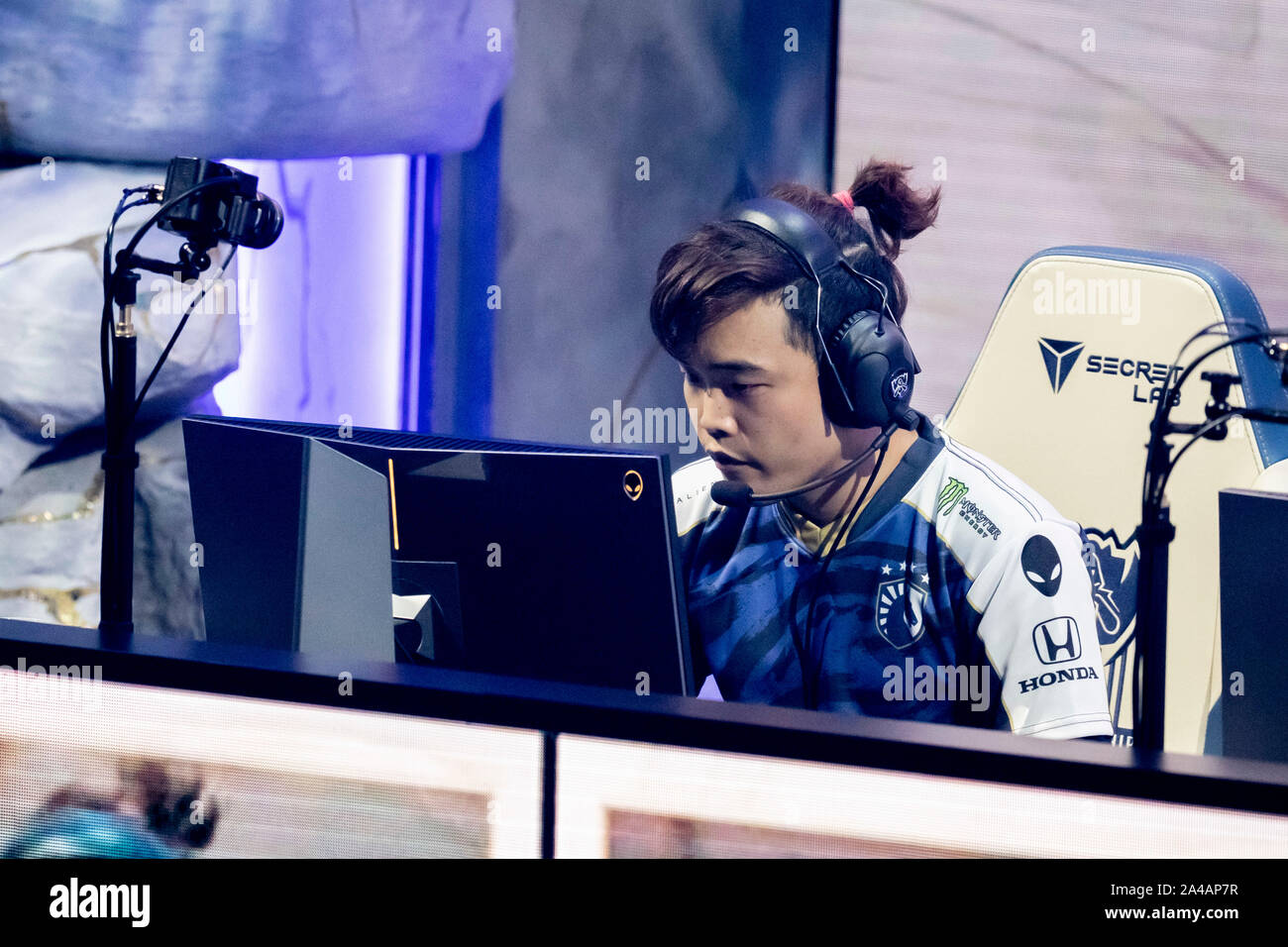 Berlin, Germany. 13th Oct, 2019. Jung 'Impact' Eon-yeong (· ), South Korean e-athlete with Team Liquid, will compete in the group stage of the League of Legends e-Sports World Championship at the Verti Music Hall. Credit: Christoph Soeder/dpa/Alamy Live News Stock Photo