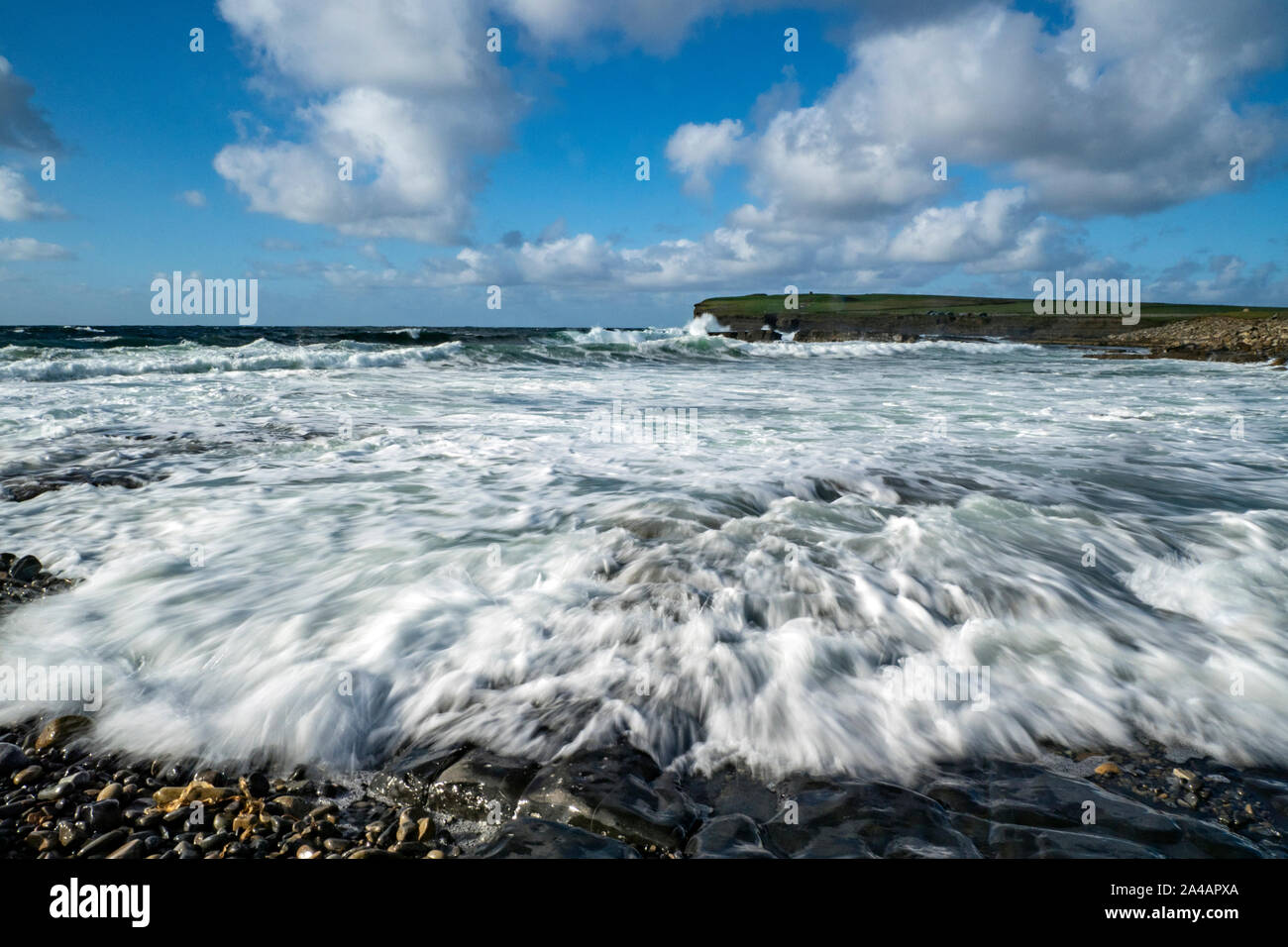 Surf and Sea, Downpatrick Head, Ballycastle, Ireland Stock Photo