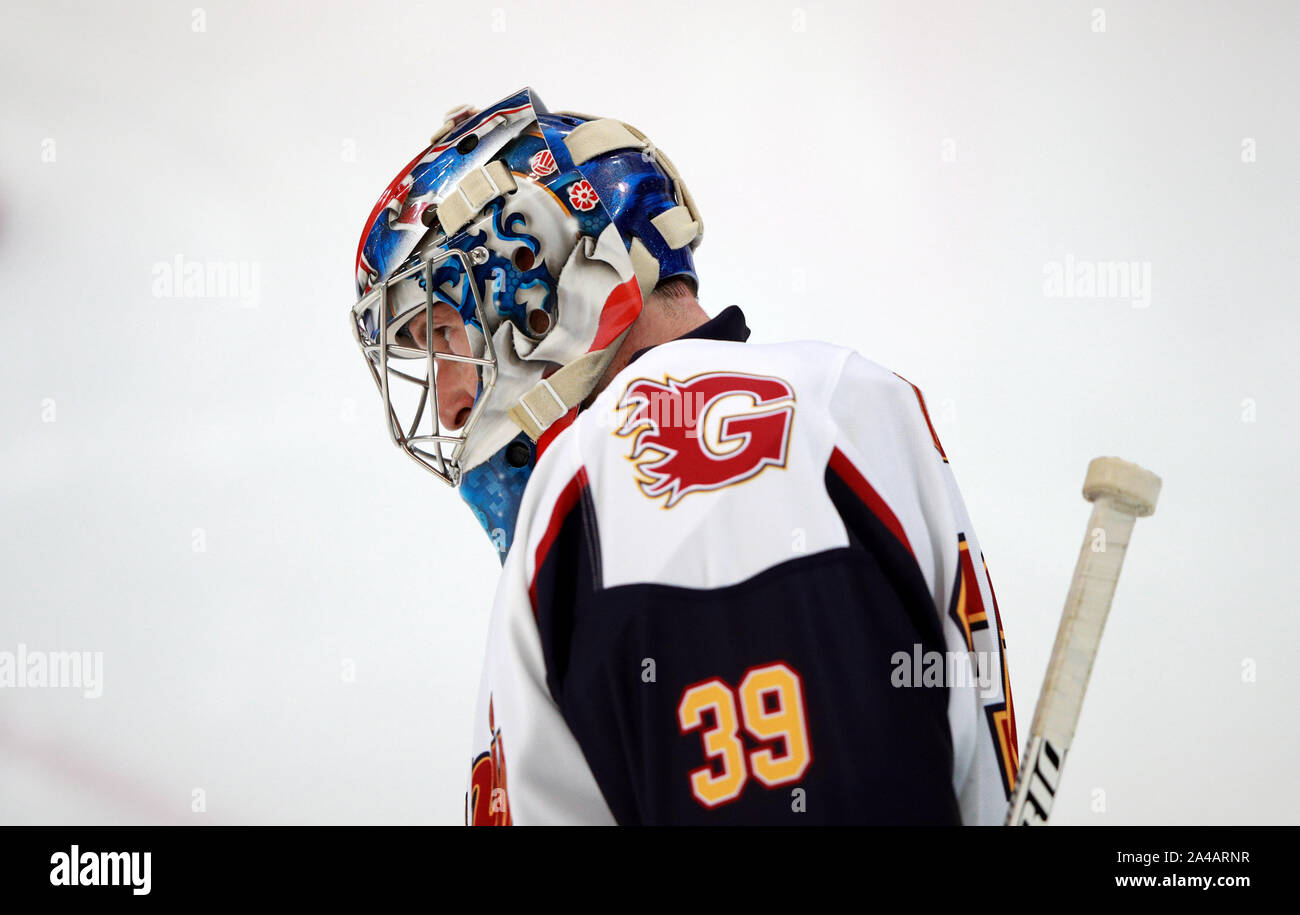 Guildford Phoenix goaltender Petr Cech wears a helmet with a Chelsea ...
