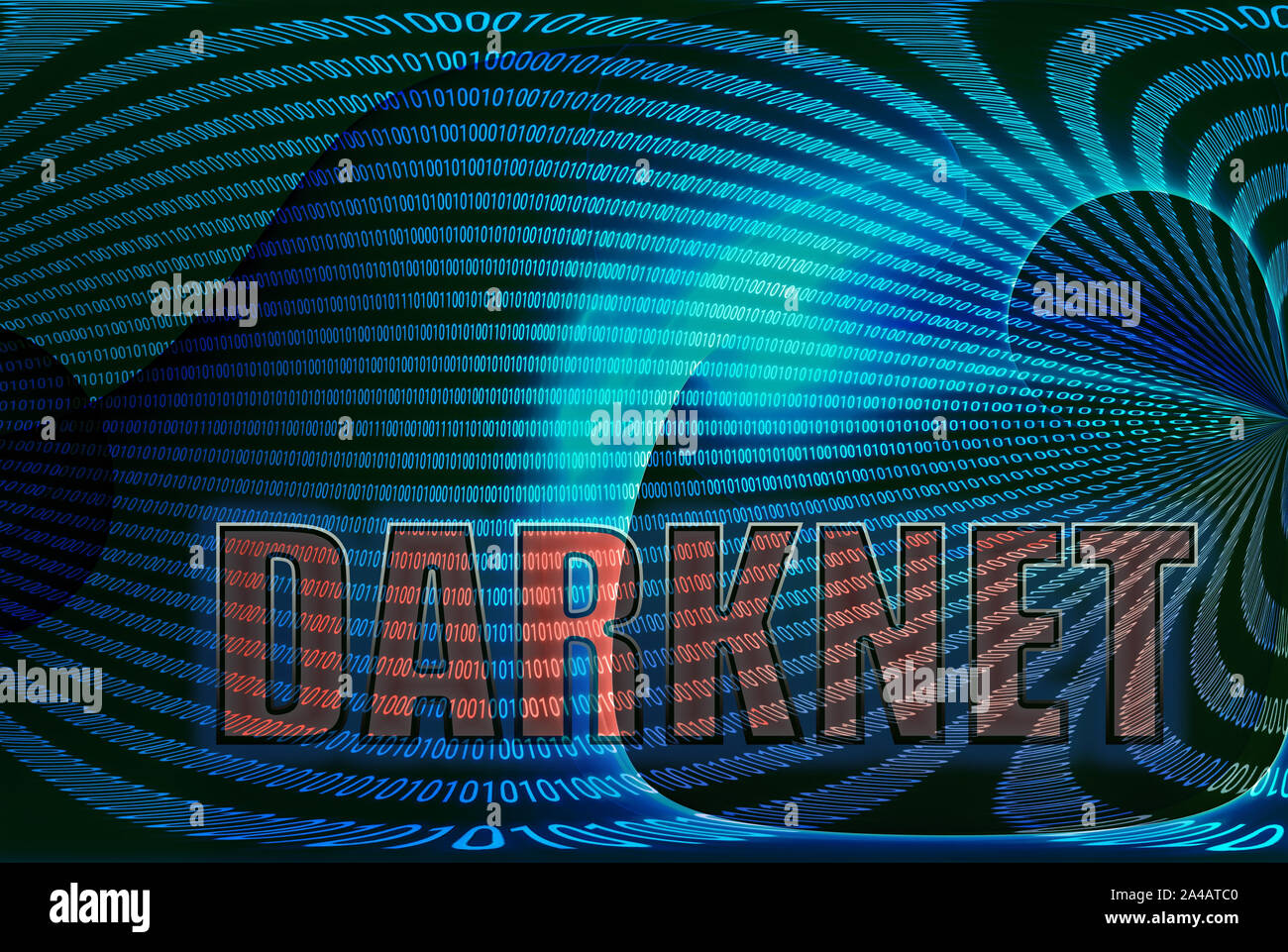 Binary code on secret curved space. Darknet concept 3D illustration Stock Photo
