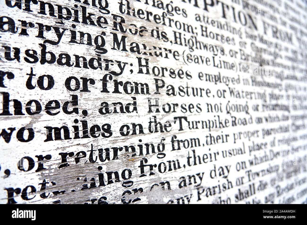 Close-up of a sign outside the tollhouse at The National Museum of History, St Fagans, Cardiff Stock Photo