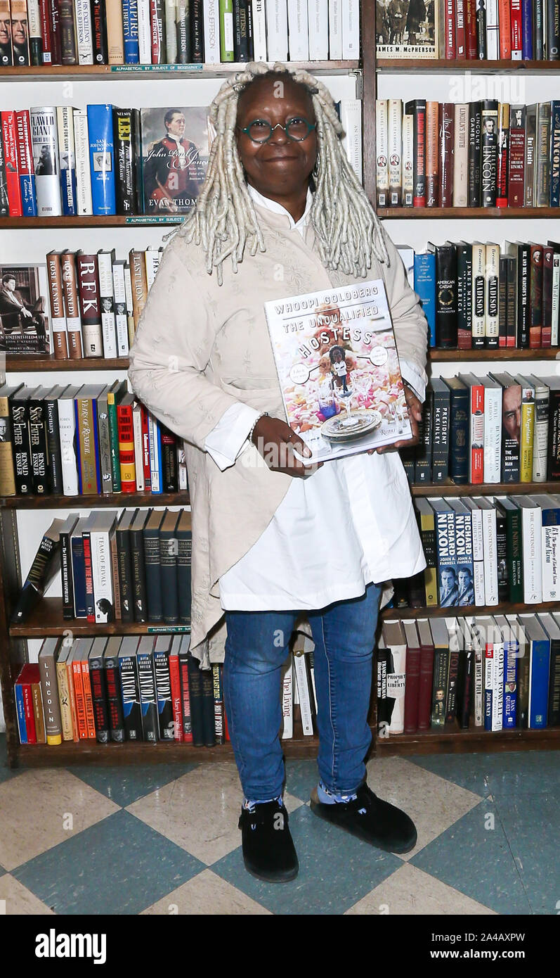 Whoopi Goldberg signs her book 'The Unqualified Hostess: I do it my way so you can too!' at the Book Revue on October 11, 2019 in Huntington, New York. Stock Photo