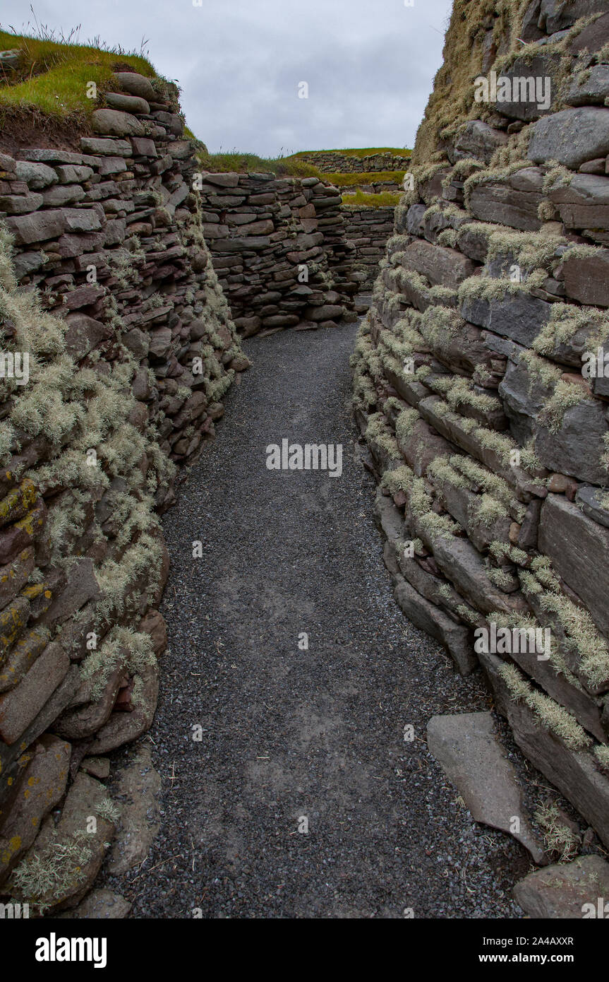Jarlshof Prehistoric and Norse Settlement, Sumburgh, Shetland, Scotland Stock Photo