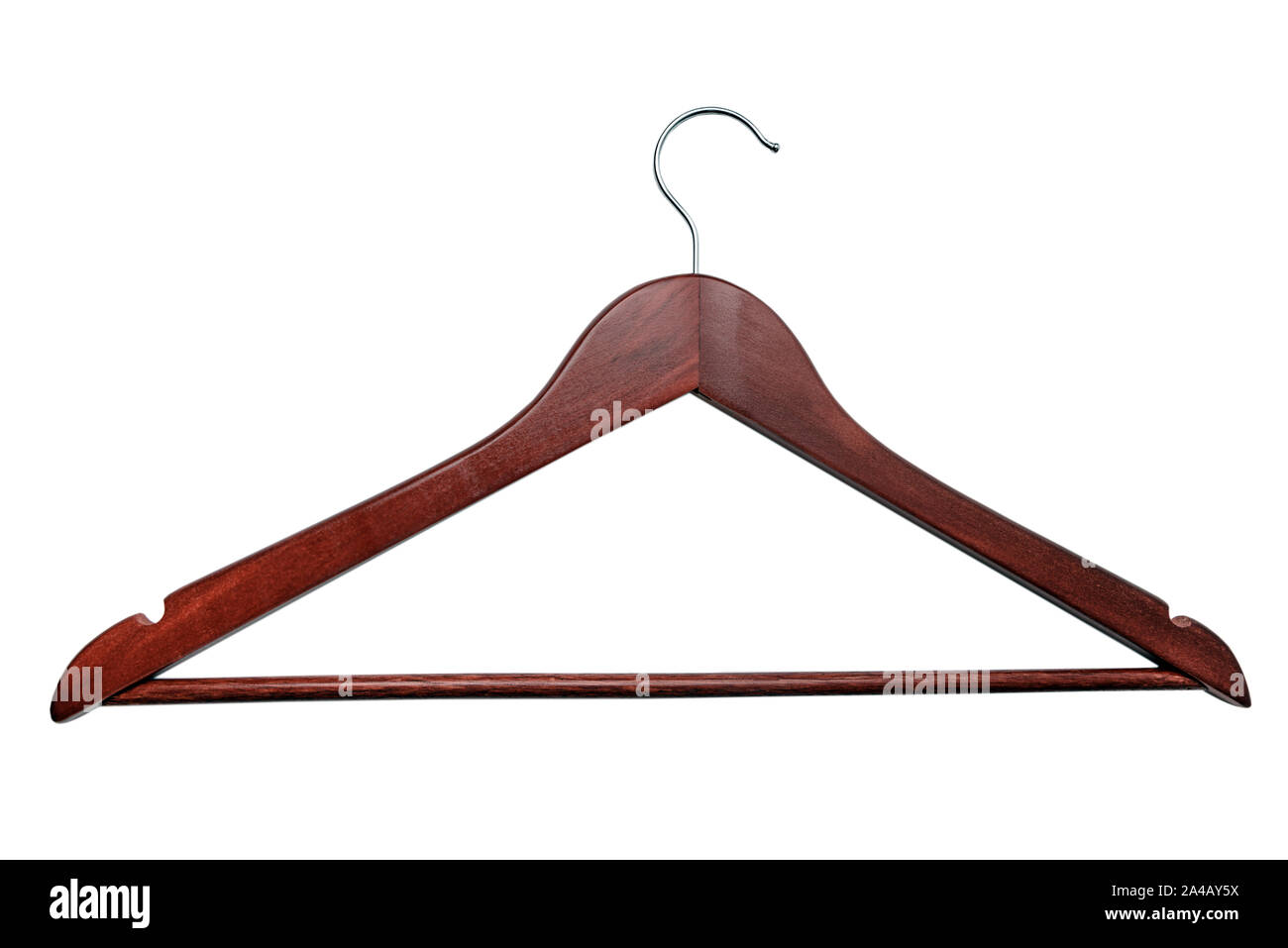 Wooden hanger isolated on white background with clipping path Stock Photo