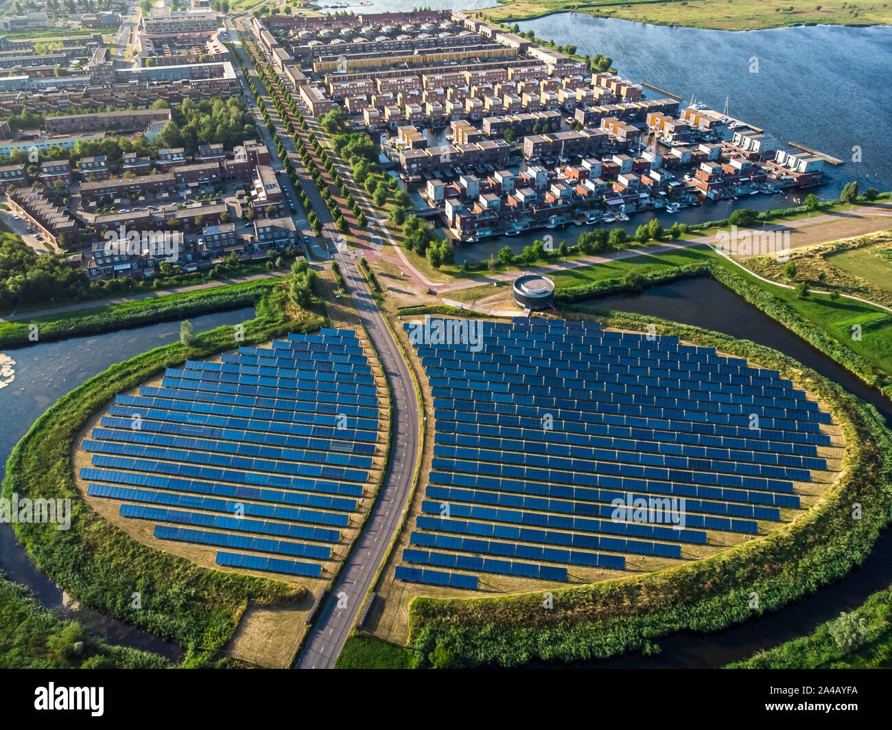 Modern sustainable neighbourhood in Almere, The Netherlands. The city