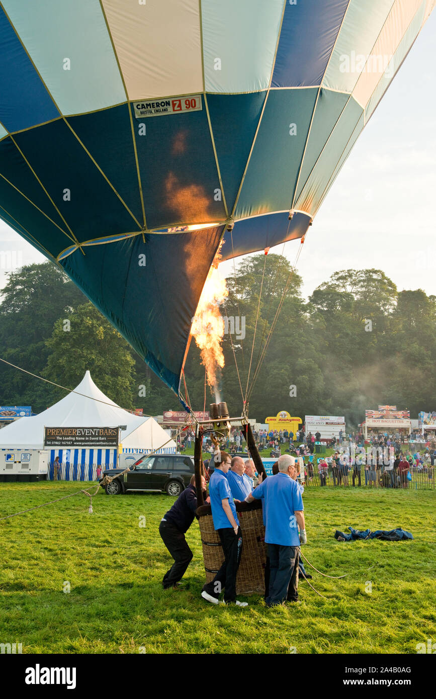 Inflating hot air balloon in preparation for launch. Bristol
