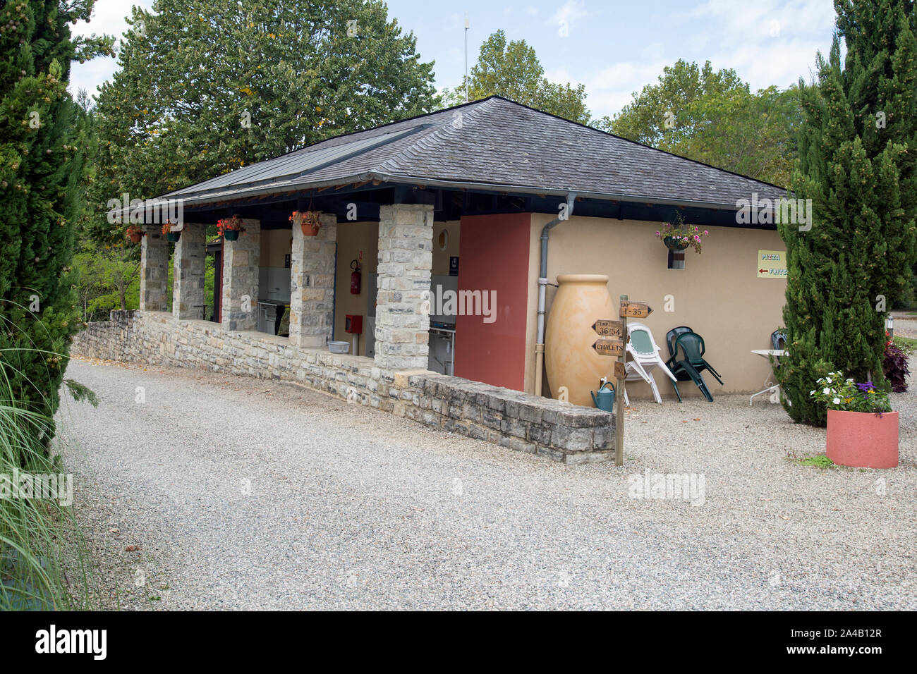 Navarrenx, Aquitaine, France, September 2019, facilities at a well run camp site. Stock Photo