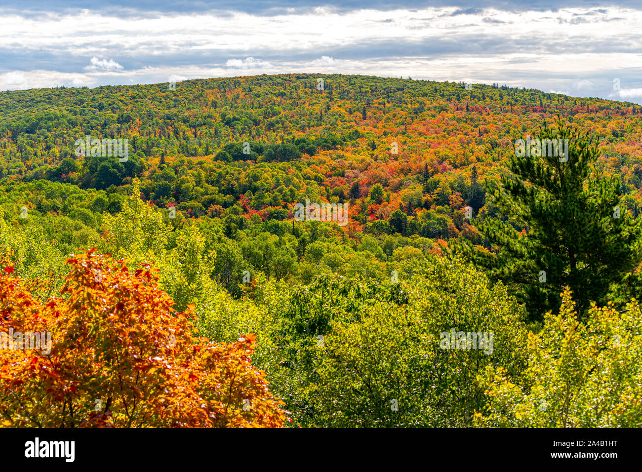 Autumn View from Brockway Mountain in the Keweenaw Peninsula in the Upper Peninsula of Michigan, USA. Stock Photo
