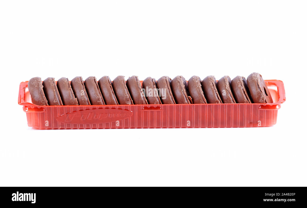 Filipinos chocolate biscuits on isolated white background Stock Photo