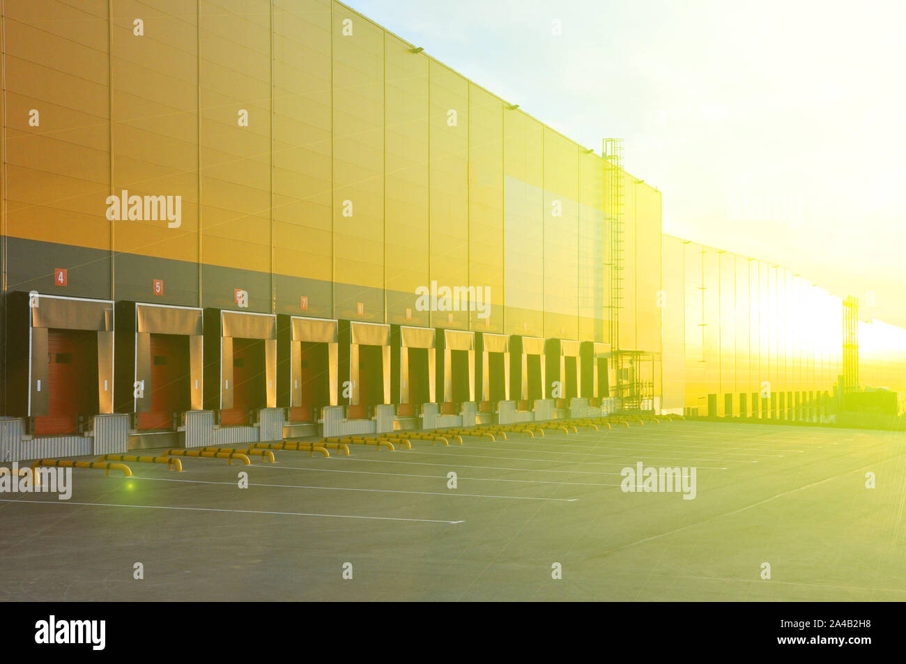 Modern warehouse complex. View of loading docks Stock Photo