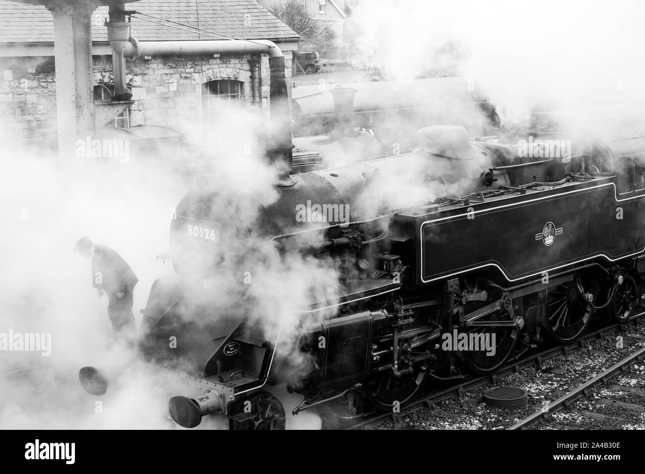 British Railway smoking at station Stock Photo