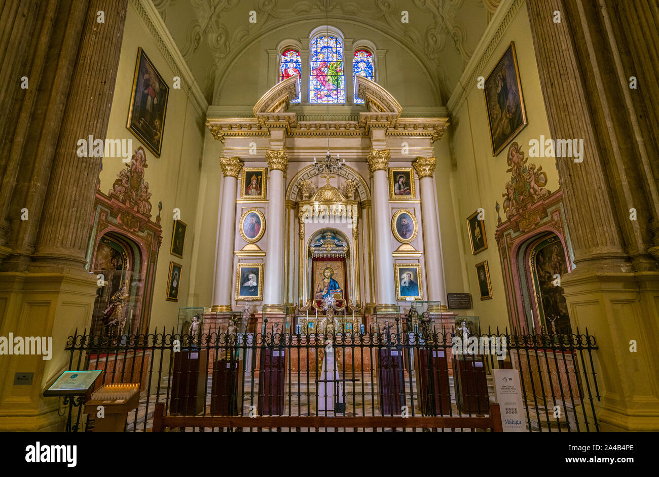 Chapel in the Cathedral of Malaga (Basilica de la Encarnacion), Andalusia, Spain. June-25-2019 Stock Photo