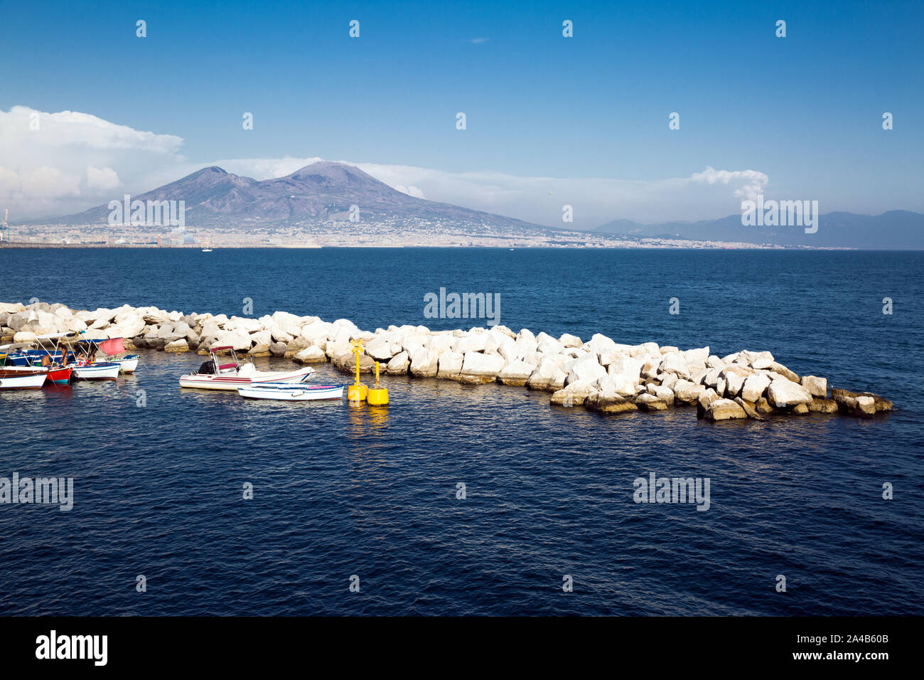 Vesuvius View Boats In Naples Port Napoli Bay In Italy Stock Photo Alamy