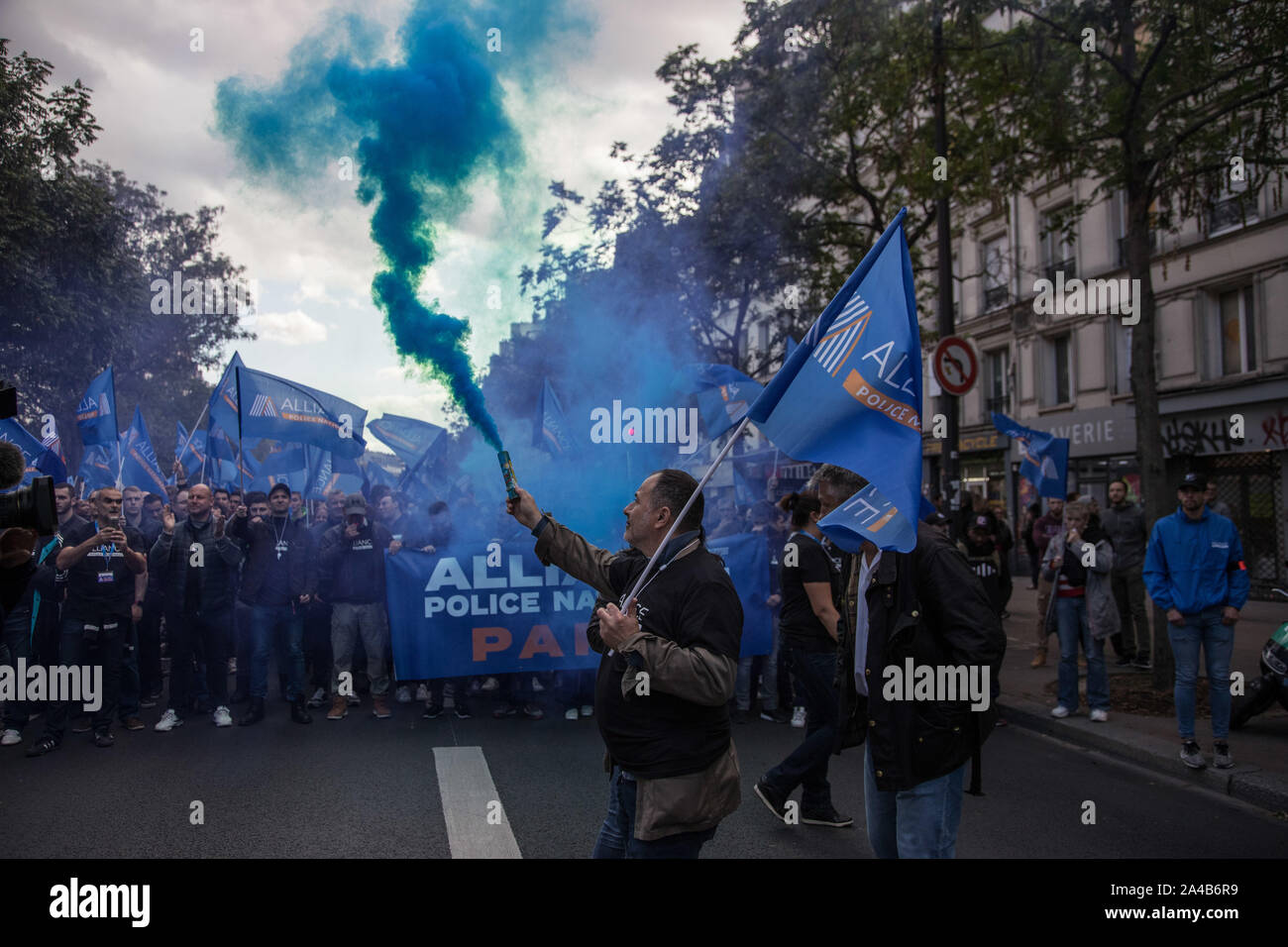 Paris, France -2nd October 2019: French police protest working conditions and the rise in the number of police officers taking their own lives. Stock Photo