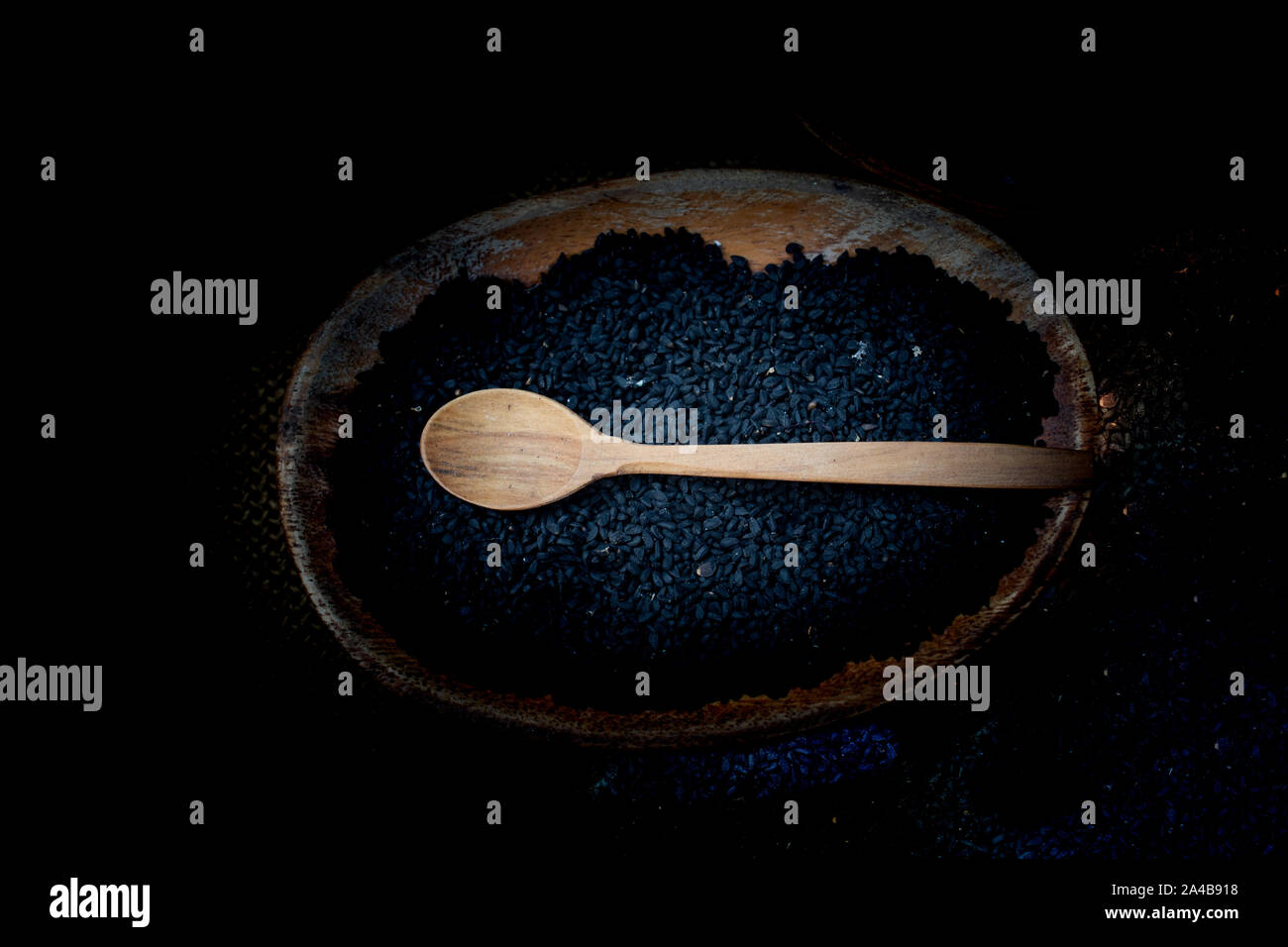 Nigella sativa Black Cumin kalonji seeds (kalonji) in view Stock Photo