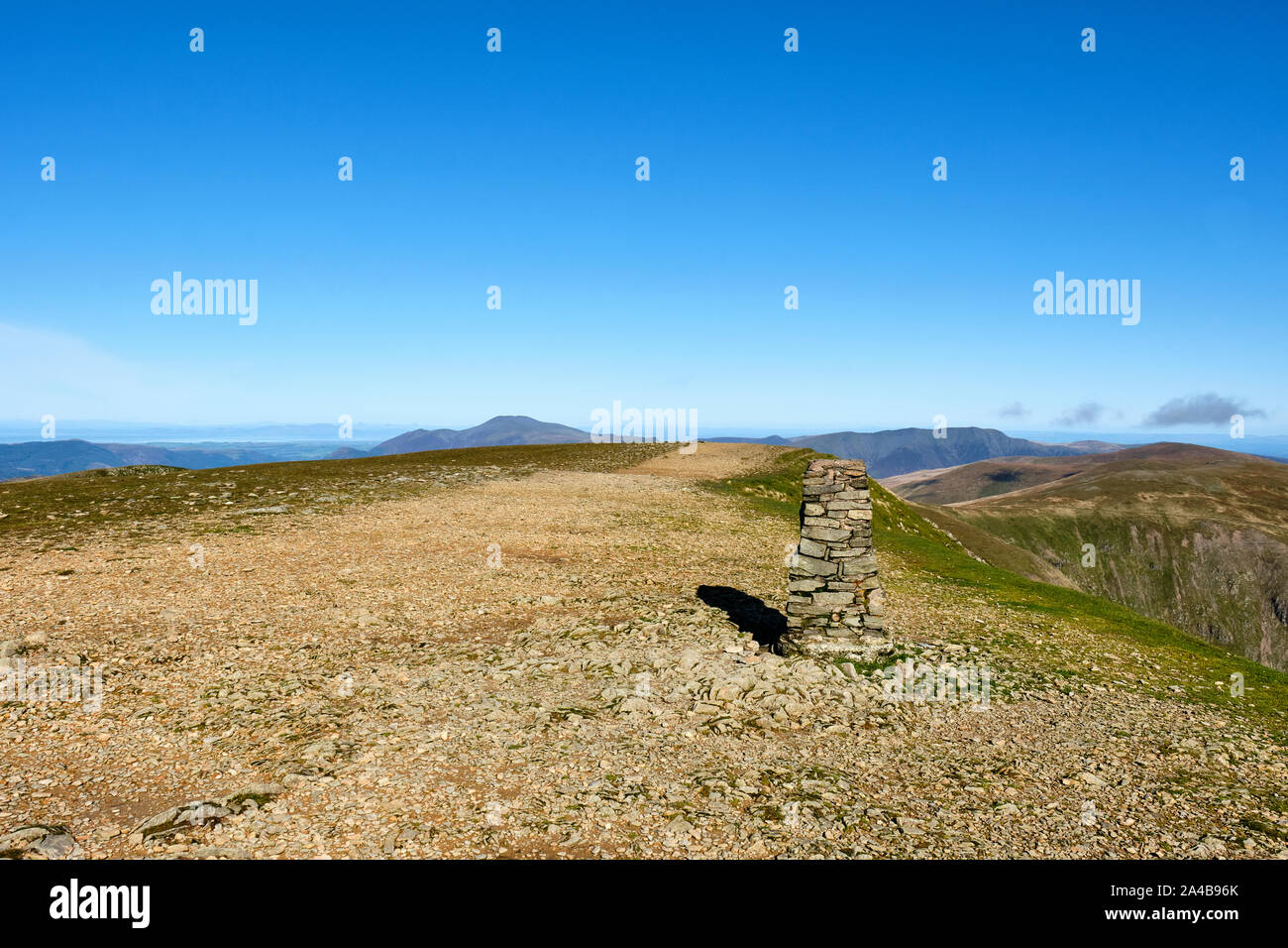 Summit cairn on Helvellyn, Lake District, Cumbria Stock Photo