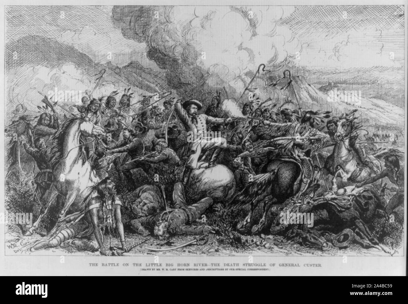 The Battle on the Little Big Horn River - The Death Struggle of General Custer Stock Photo
