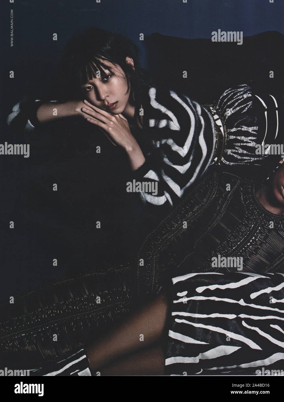 poster advertising Balmain fashion house in paper magazine from 2014 ...