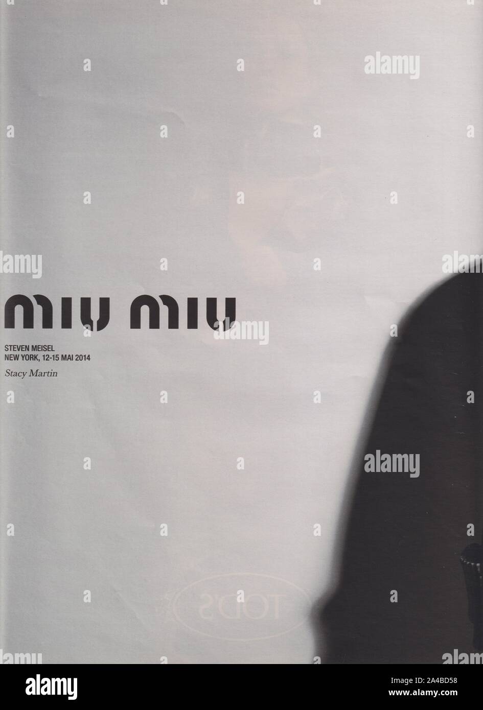 poster advertising Miu Miu fashion house with Stacy Martin in paper ...
