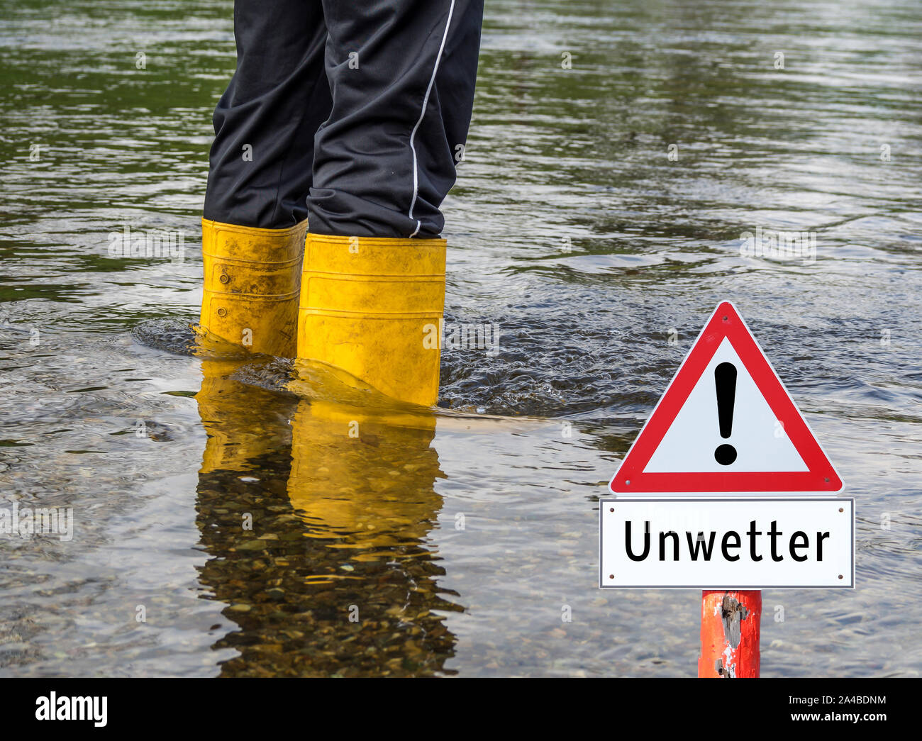German Warning Sign Unwetter Stock Photo