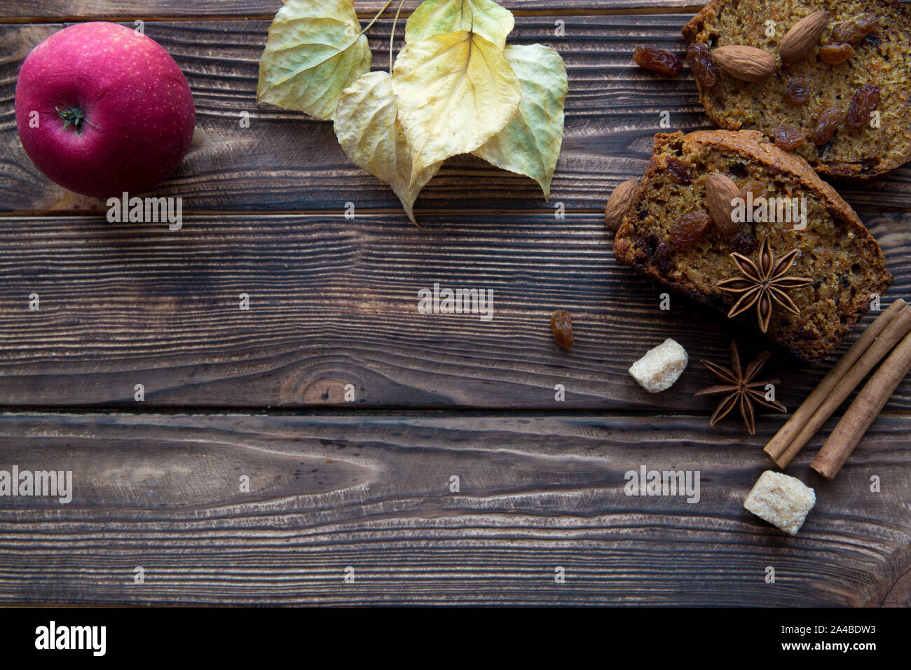 Homemade Spicy Carrot Cake Slices With Walnuts Brown Sugar Cinnamon And Apple On Rustic Wooden Brown Background Free Copy Space Autumn Mood Tasty Stock Photo Alamy