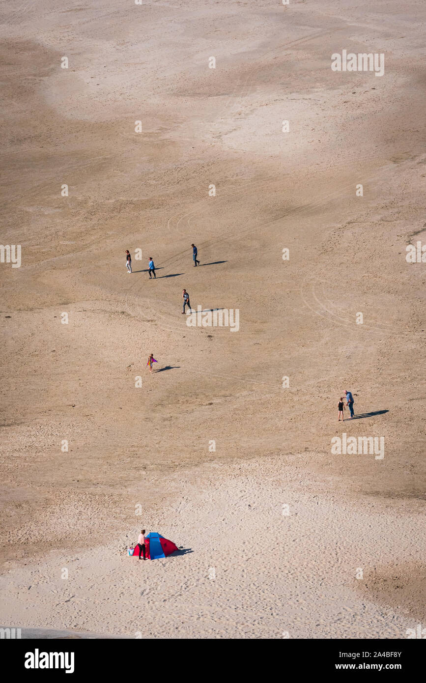 Aerial view of people on the beach in Texel in The Netherlands Stock ...