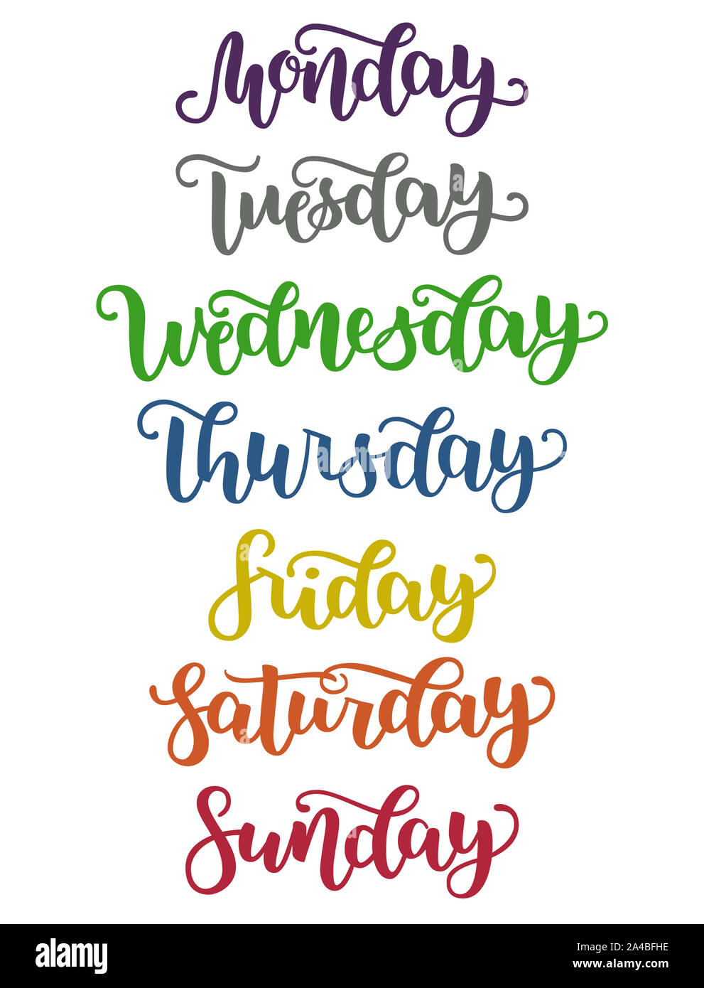 Premium Vector  Days of the week in lettering monday tuesday wednesday  thursday friday saturday sunday