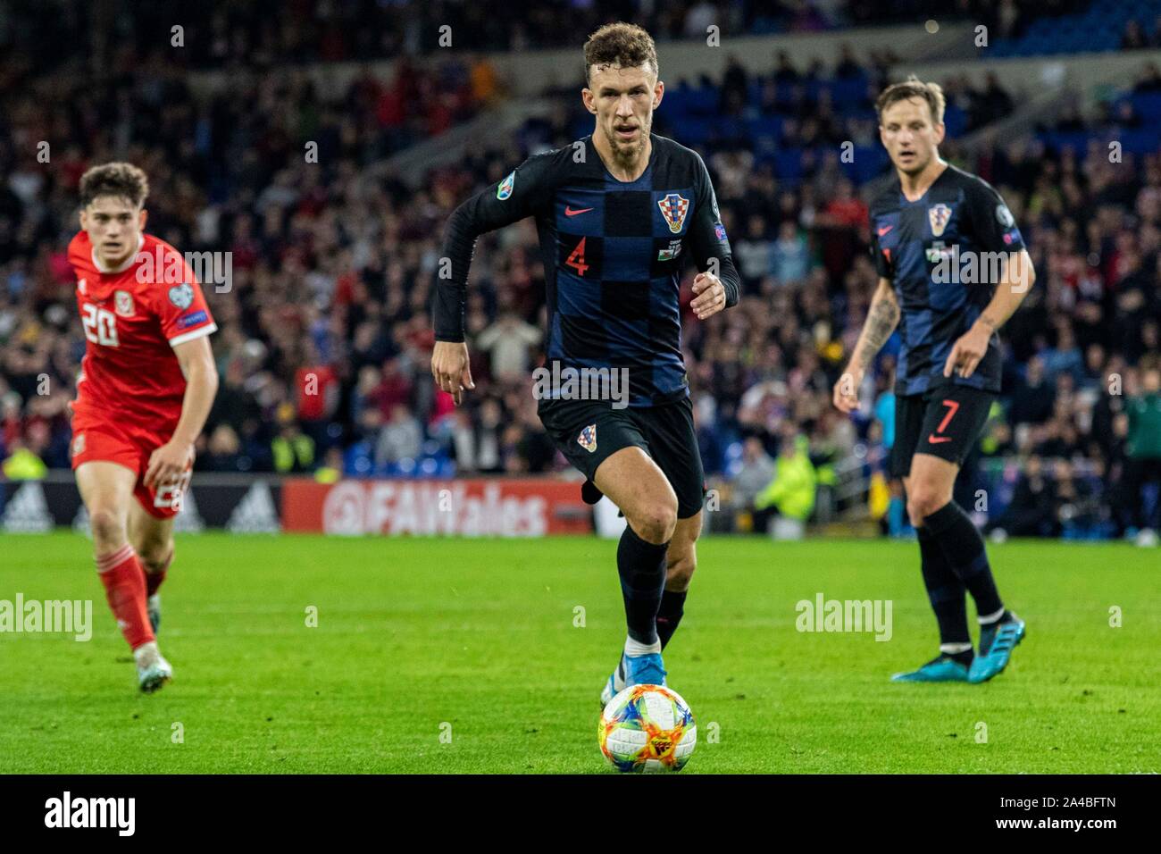 Cardiff, Wales, UK. 13th Oct 2019. Ivan Perisic of Croatia in action against Wales. Wales v Croatia UEFA Euro 2020 Qualifier at the Cardiff City Stadium. Lewis Mitchell/YCPD/Alamy Live News. Stock Photo