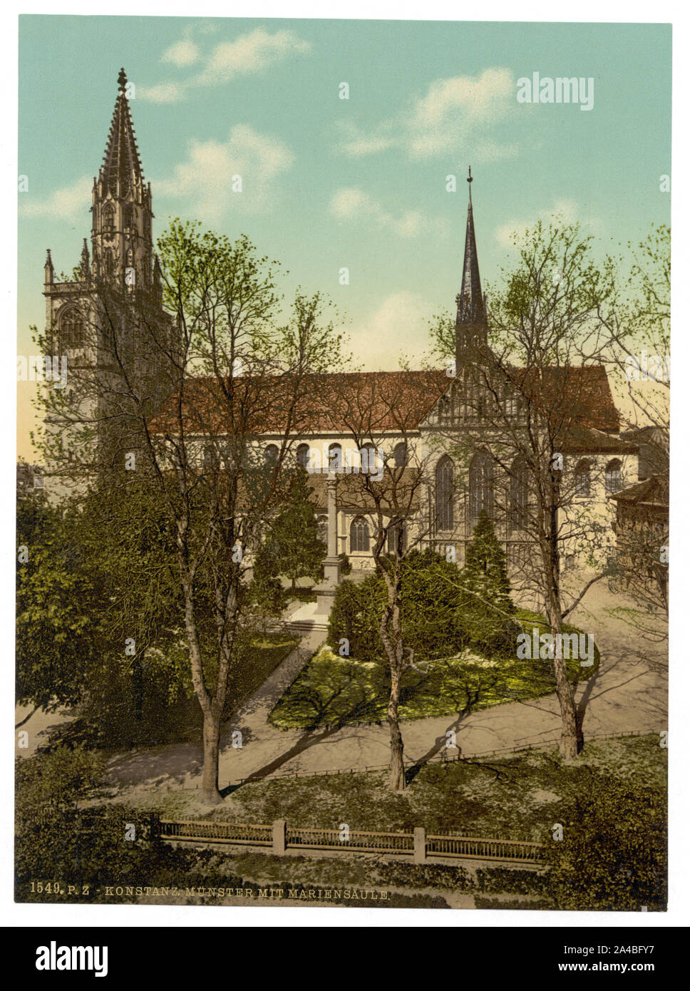 The  Cathedral and Column of Mary, Constance (i.e. Konstanz), Baden, Germany Stock Photo