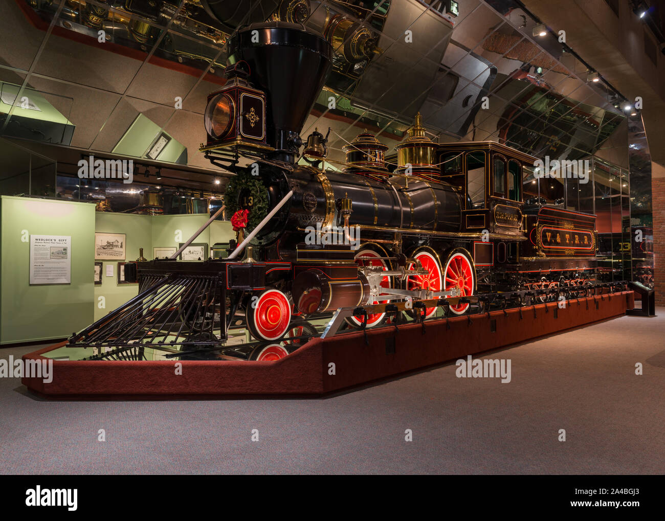 The Central Pacific Railroad's Gov. Stanford locomotive No. 1 is one of the most popular attraction at the California State Museum in the Old Sacramento section of California's capital city Stock Photo