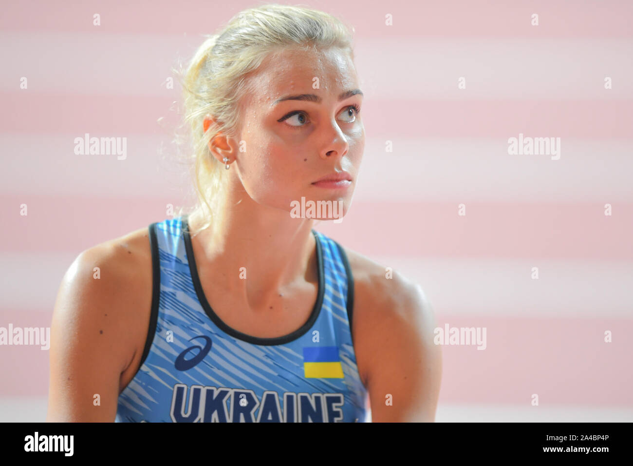 Yuliya Levchenko (Ukraine). High Jump Women finals. IAAF World Athletics Championships, Doha 2019 Stock Photo