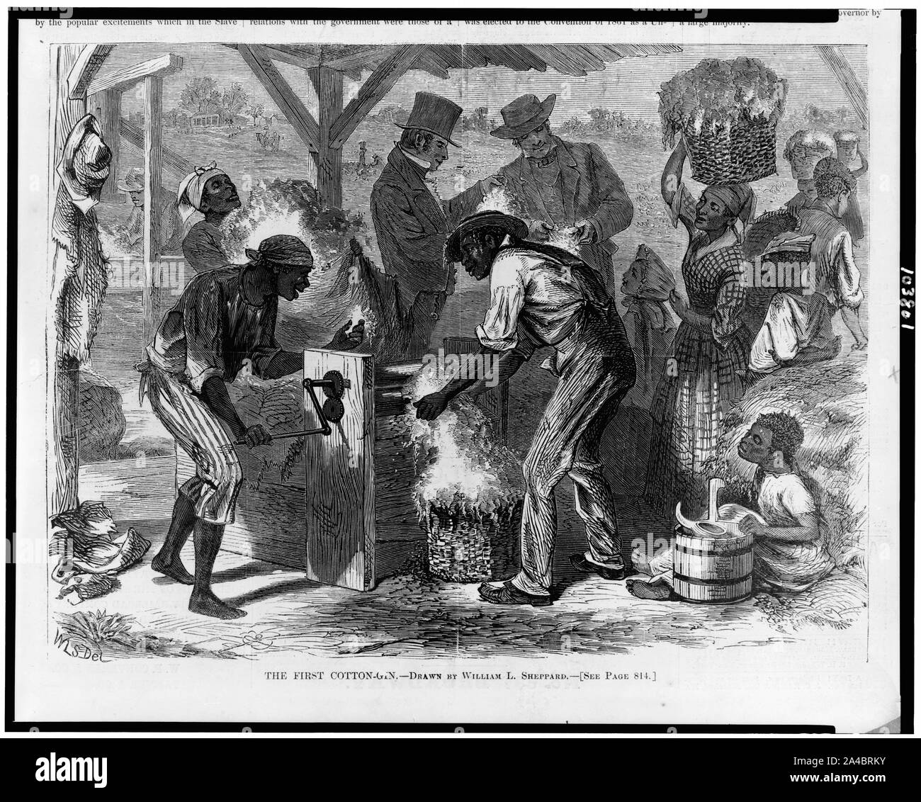 The First cottongin / drawn by William L. Sheppard Stock Photo Alamy