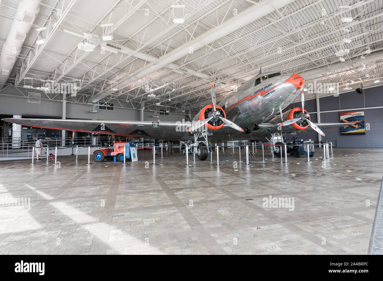 The Flagship Knoxville, a fully restored DC-3 aircraft at the American Airlines C.R. Smith Museum on the campus of the American Airlines Flight Academy, at the southern end of DFW International Airport near the world headquarters of American Airlines Stock Photo