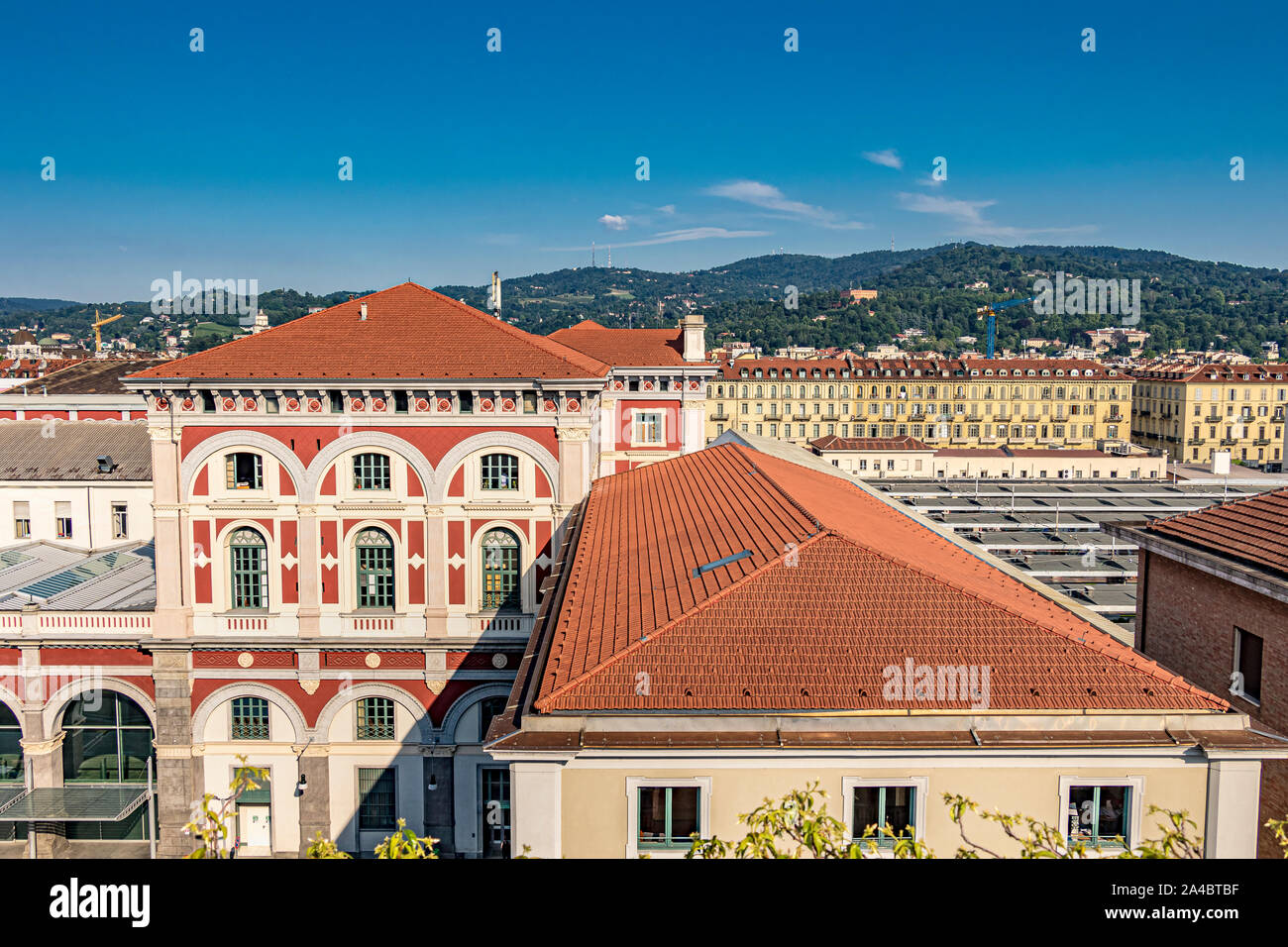 The beautiful exterior of Torino Porta Nuova railway station, the main railway station of Turin and the third busiest station in Italy Stock Photo