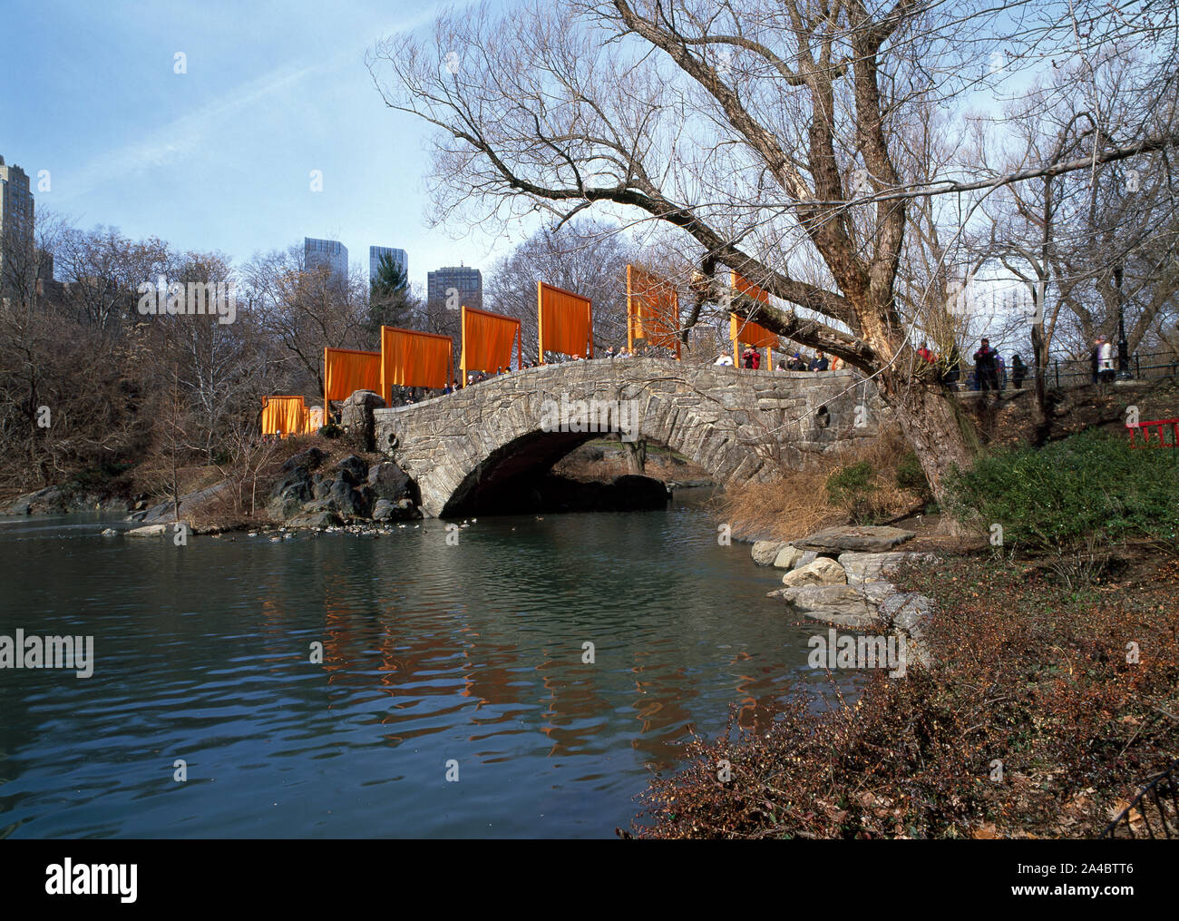 The Gates, a site-specific work of art by Christo and Jeanne-Claude in Central Park, New York City Stock Photo