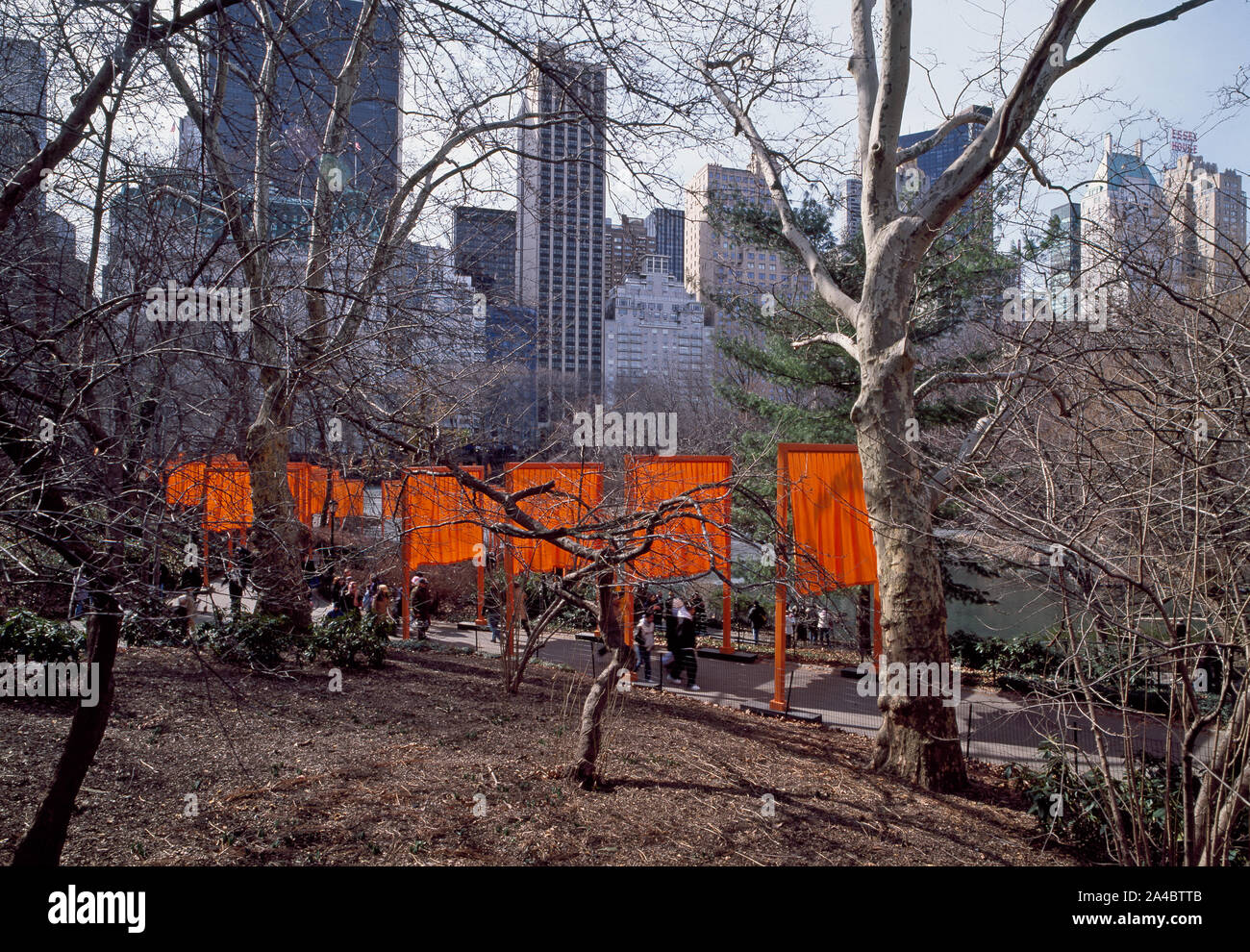 The Gates, a site-specific work of art by Christo and Jeanne-Claude in Central Park, New York City Stock Photo