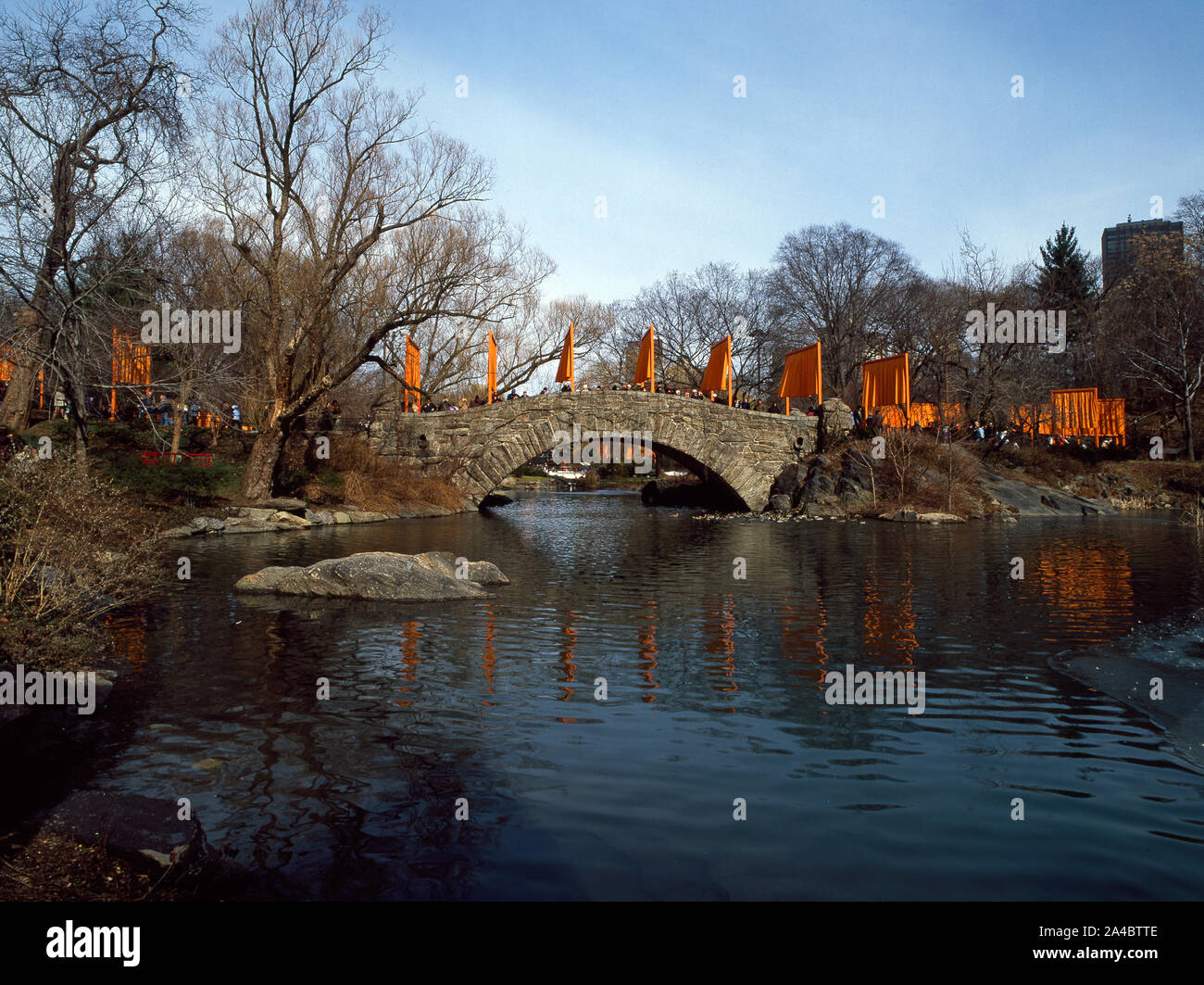 The Gates, a site-specific work of art by Christo and Jeanne-Claude in Central Park, New York City Stock Photo