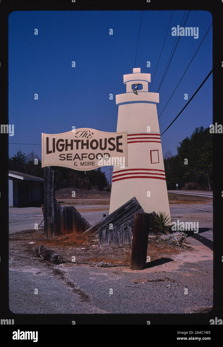 The Lighthouse Seafood & More Restaurant sign, Route 176, Pacolet