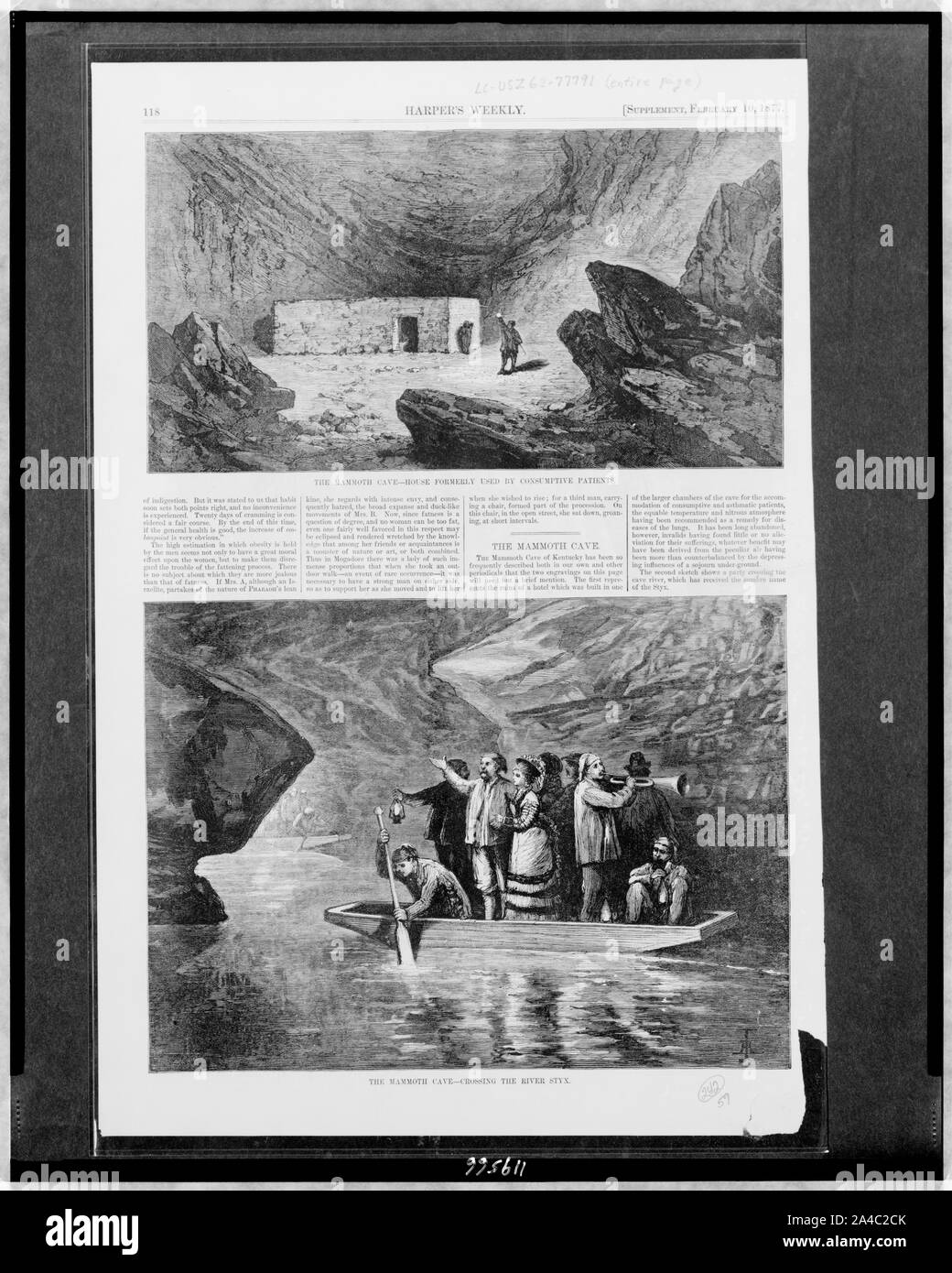 The Mammoth Cave - house formerly used by consumptive patients The Mammoth Cave - crossing the river Styx. / H. Linton Stock Photo