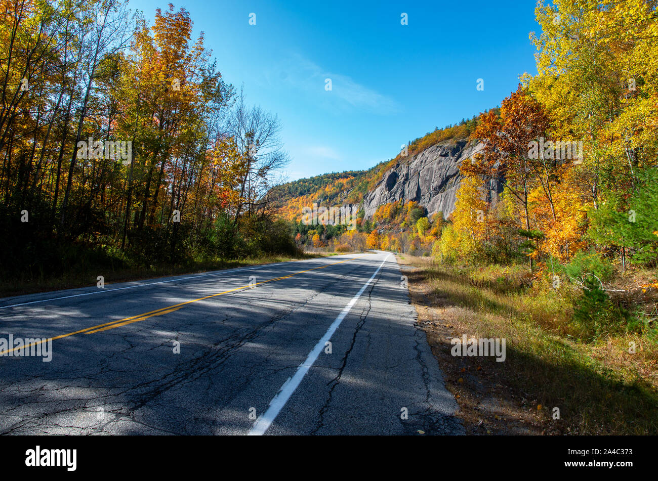 mountains in the Adirondacks with  fall colors on a sunny day Stock Photo