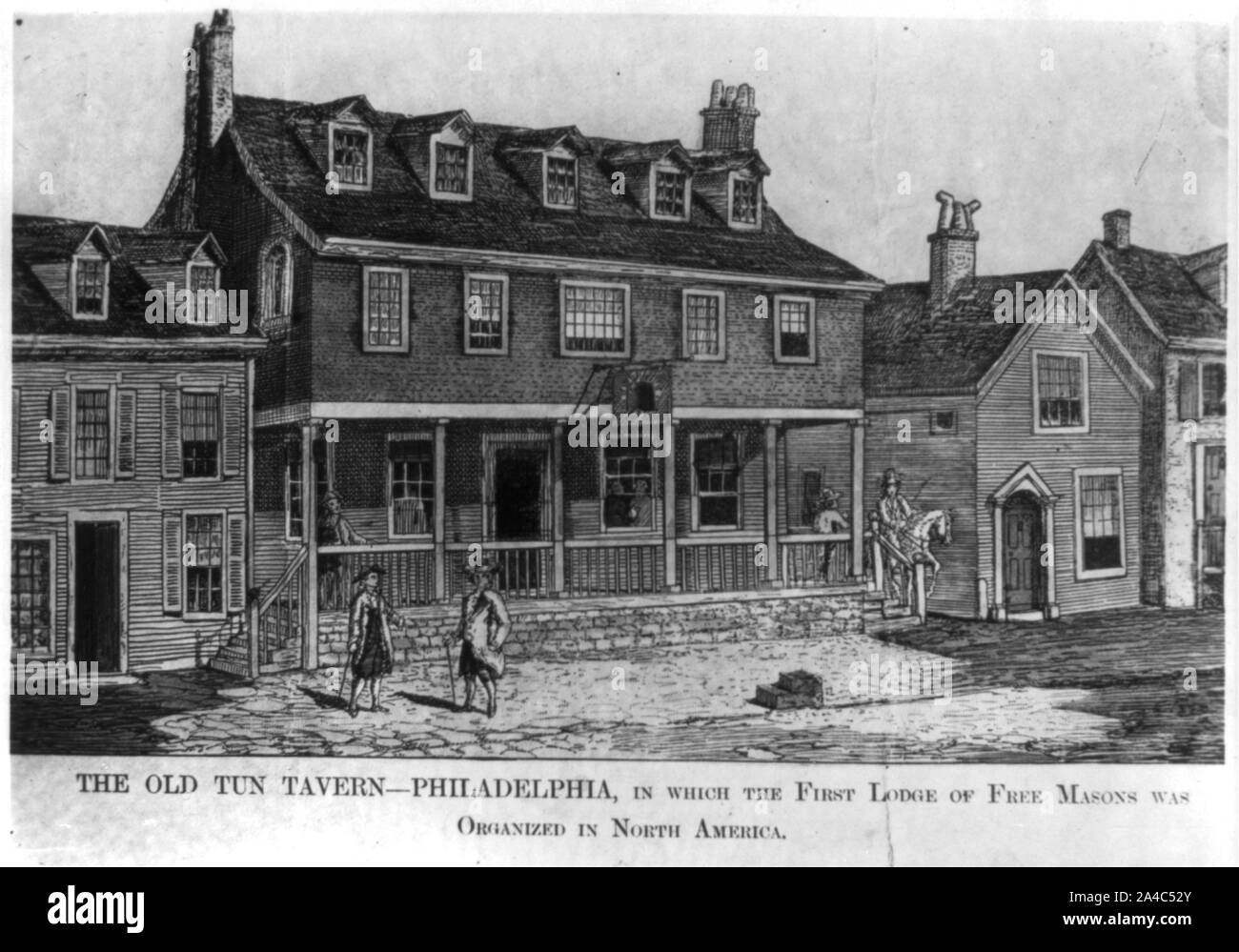 The Old Tun Tavern, Philadelphia, in which the first lodge of Free Masons was organized in North America Stock Photo