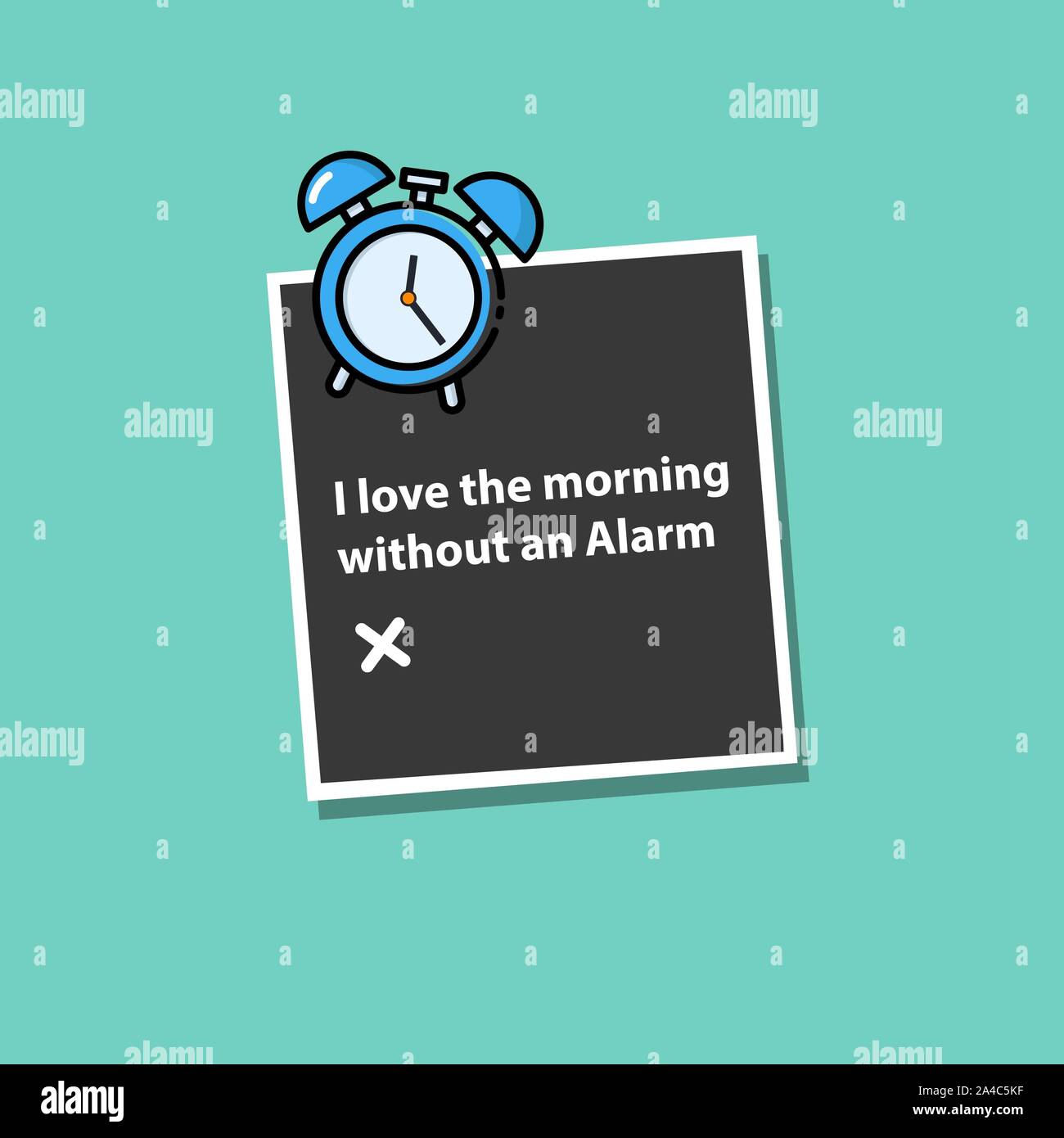 A typographic quote that reads 'I love the morning without an alarm' in elegant, inspirational lettering.